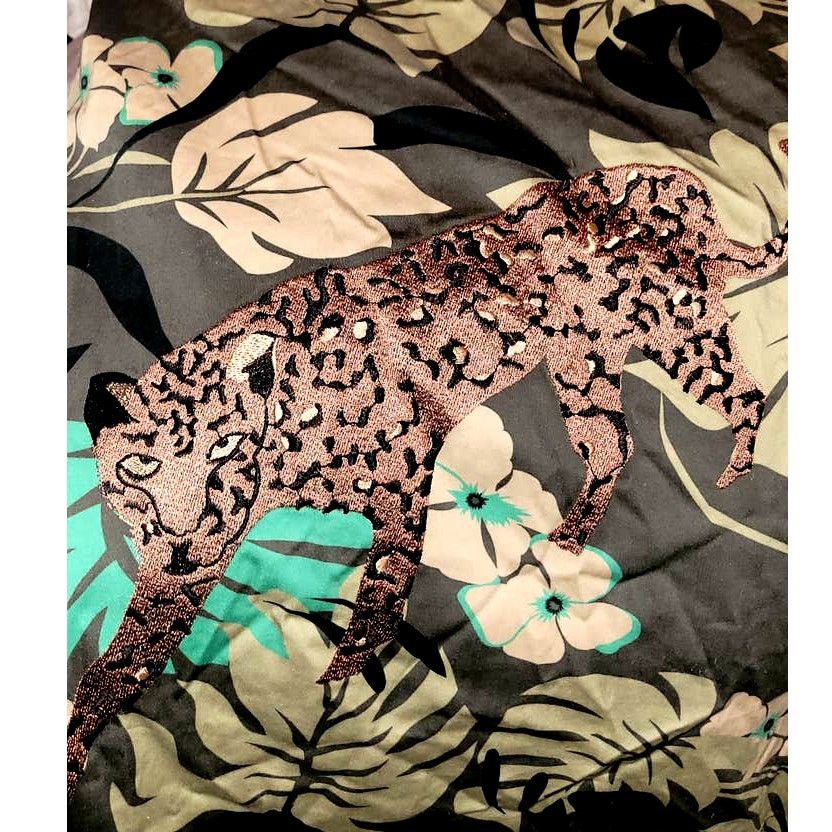 Anthropologie New Eva Franco Embroidered Leopard Tropical Print Midi Skirt Size 30" / US 8 / IT 44 - 3 Thumbnail
