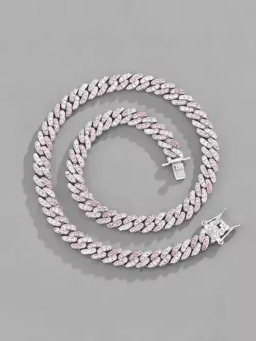 Jewelry Pink Rhinestone Necklace Size ONE SIZE - 1 Thumbnail