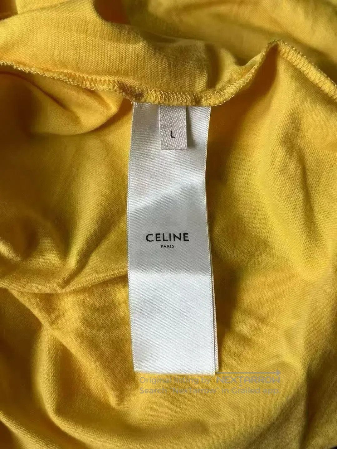 Celine CELINE Yellow Logo Short Sleeve| Size US L / EU 52-54 / 3 - 3 Thumbnail