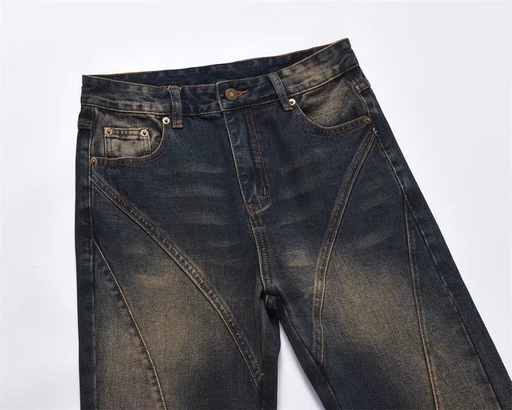 Japanese Brand × Jean Washed men's split stitching loose wide-leg casual jeans Size US 32 / EU 48 - 3 Thumbnail