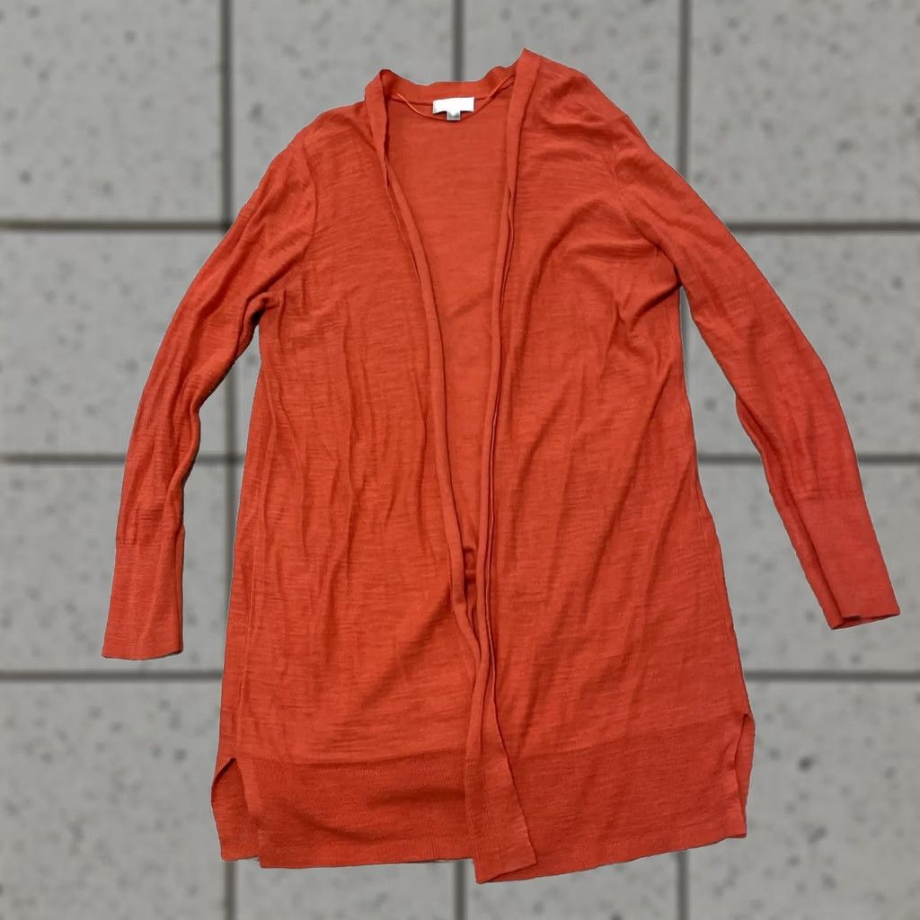 Loft VINTAGE LOFT Cardigan Shirt Women L Orange Knit Open Currency Money Theme 90s Mens Womens Size L / US 10 / IT 46 - 1 Thumbnail