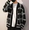 Japanese Brand New AW21 Black White Checkered Cardigan Knitwear Size US M / EU 48-50 / 2 - 1 Thumbnail