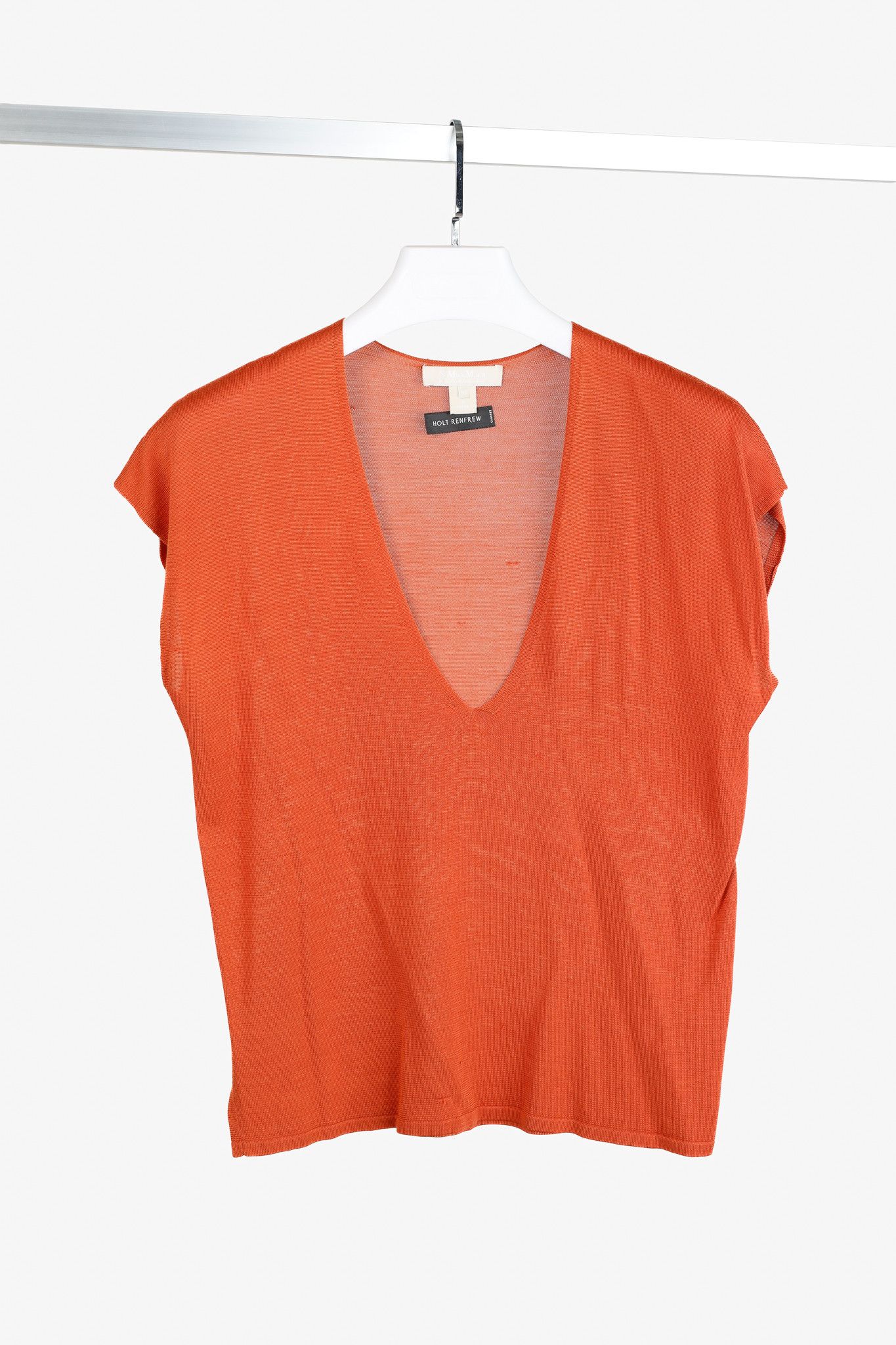 Max Mara 'S Max Mara Burnt Short Dolman Sleeve Silk V-neck Knit Top Size M / US 6-8 / IT 42-44 - 1 Thumbnail