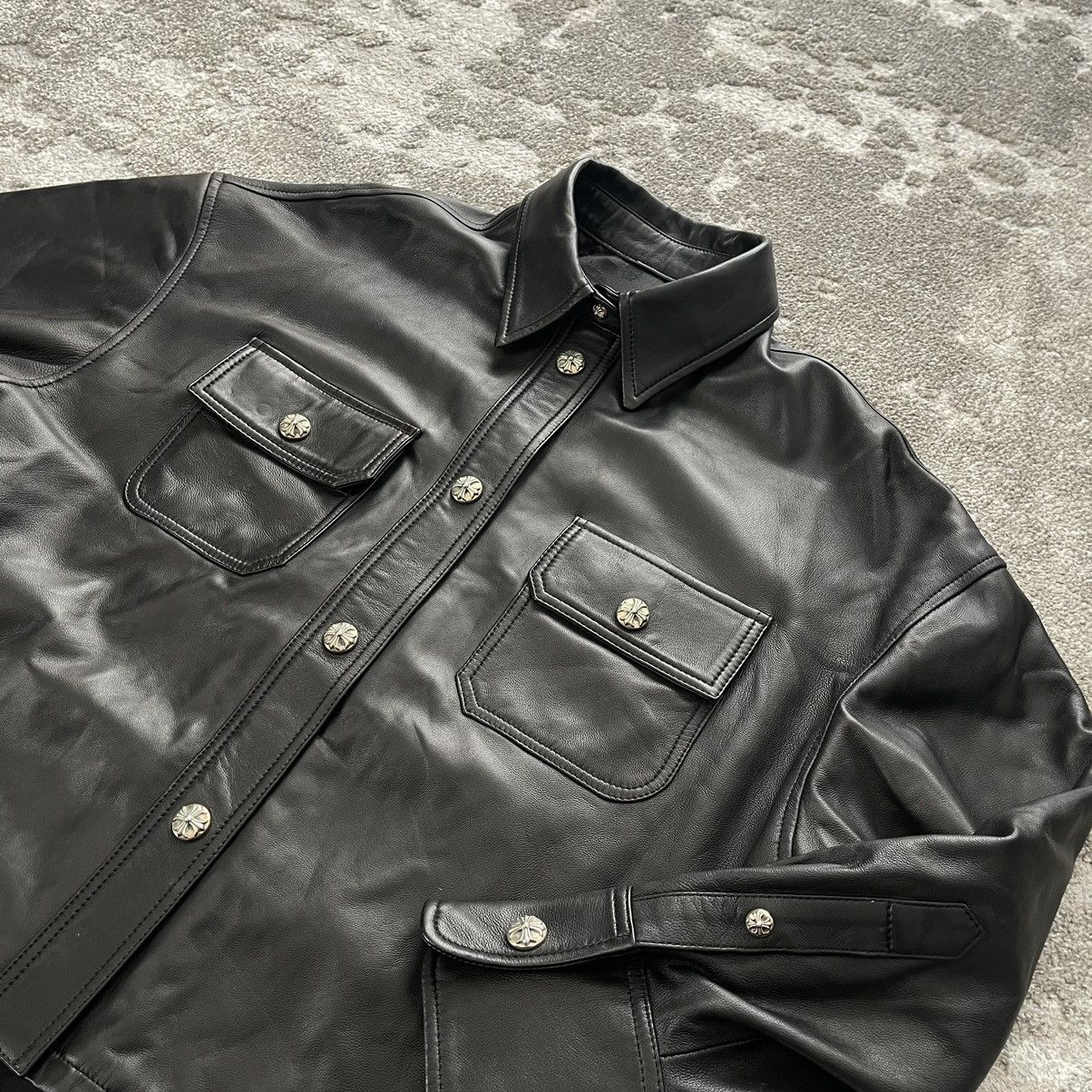 Chrome Hearts Chrome Hearts Black Leather Button Jacket Size US S / EU 44-46 / 1 - 2 Thumbnail