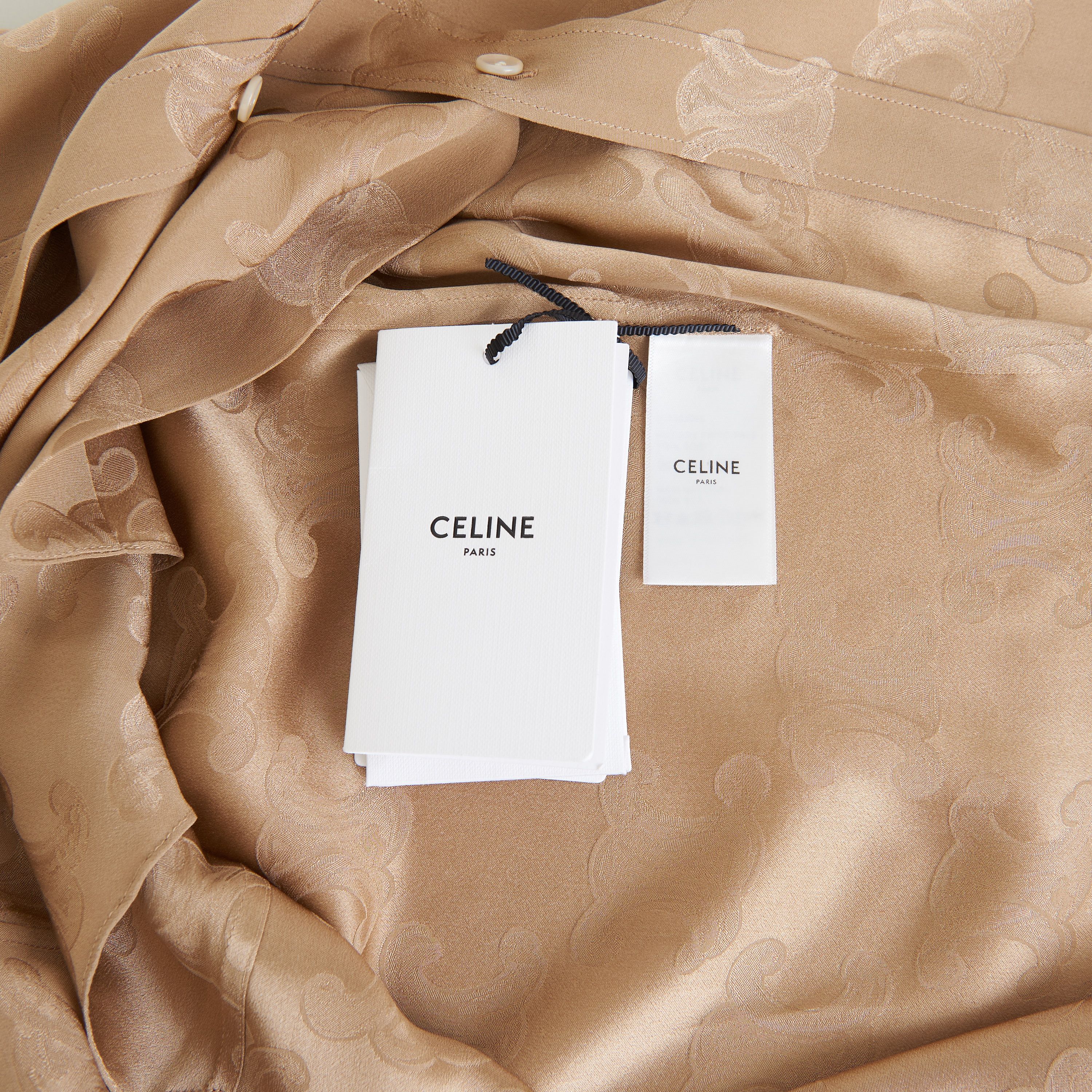 Celine Triompe Lavallière Shirt In Mordore Shiny Matte Silk Size L / US 10 / IT 46 - 9 Thumbnail