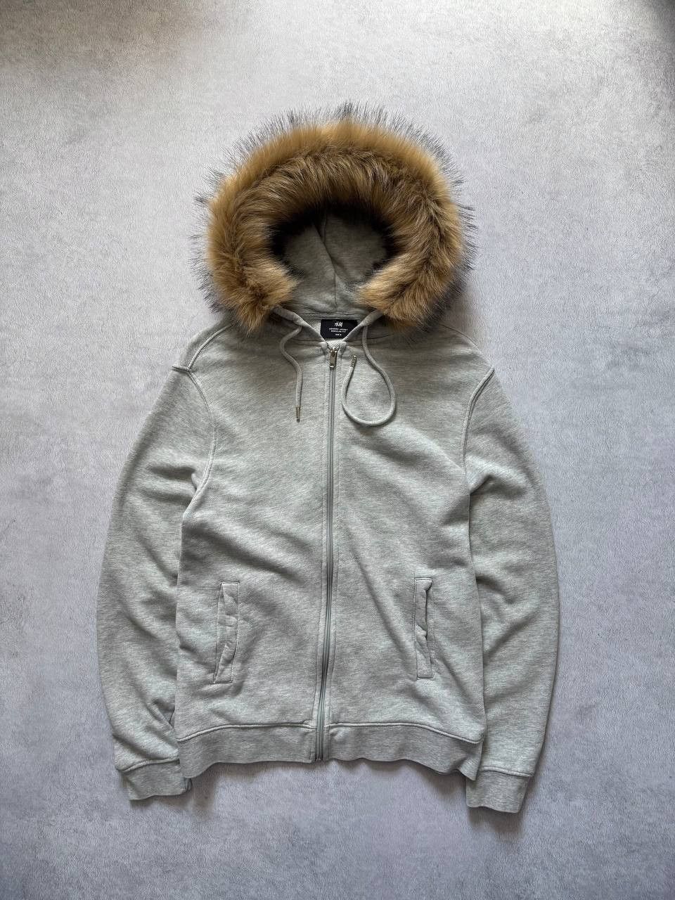H&M Y2K Zipper Fur Hoodie Jacket Basic Gray Size US M / EU 48-50 / 2 - 1 Thumbnail