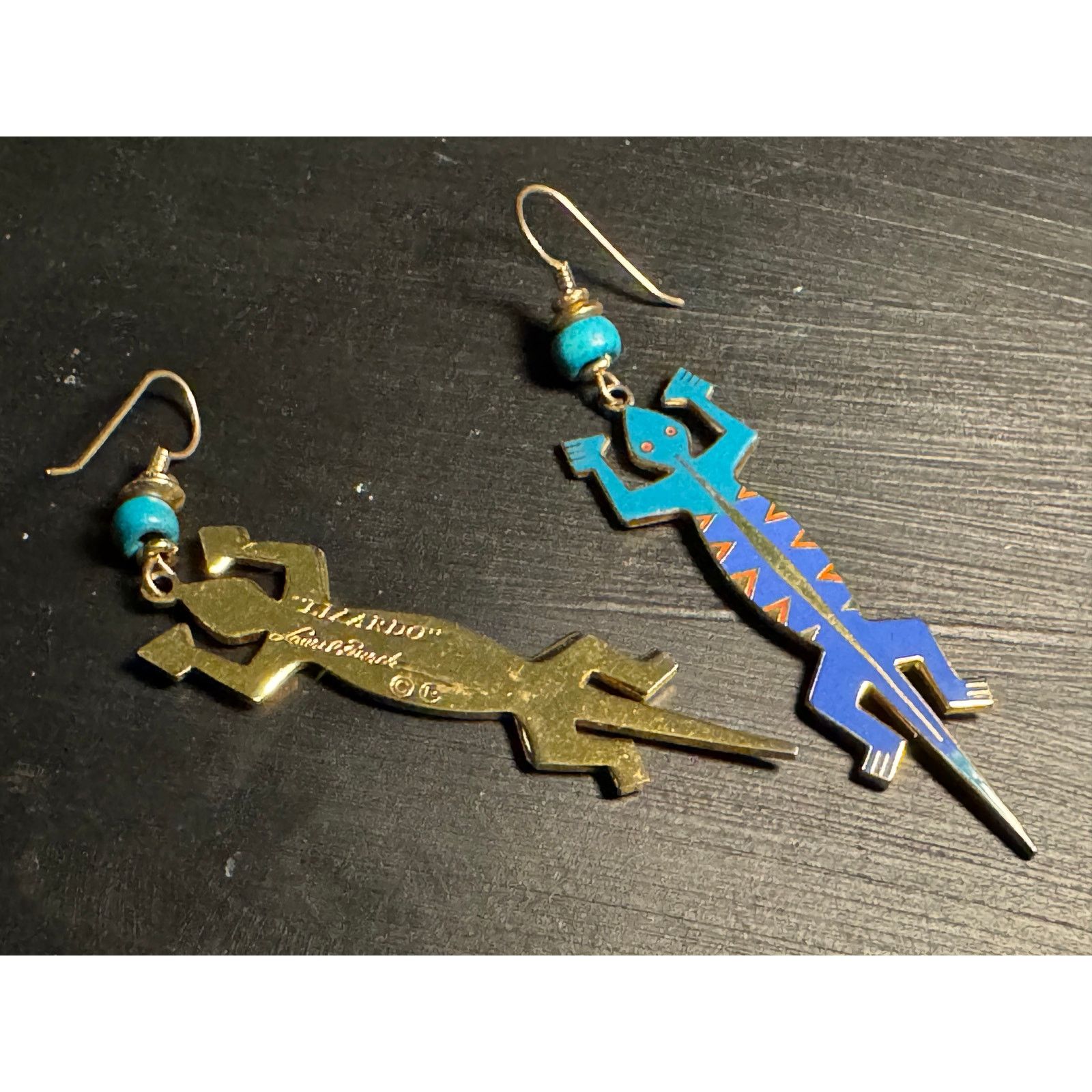 Other Laurel Burch Gecko Lizardo 3in Dangle Earrings Vintage Size ONE SIZE - 4 Thumbnail
