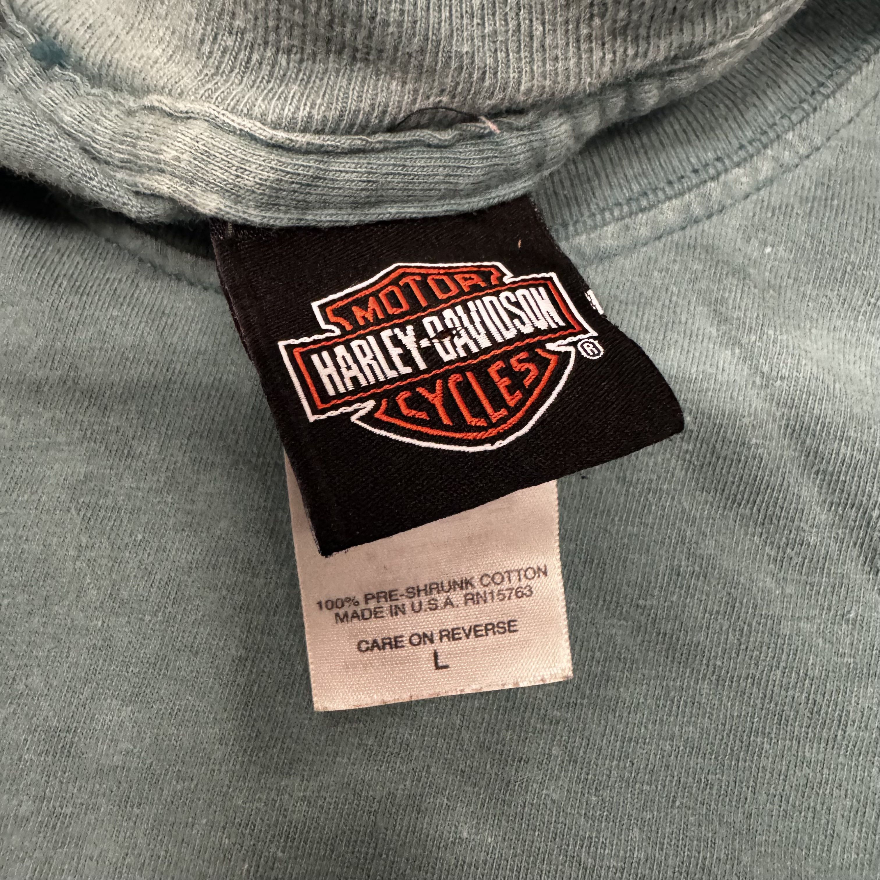 Harley Davidson VTG Y2K Harley Davidson Faded Green Graphic T Shirt Biker Size US L / EU 52-54 / 3 - 4 Thumbnail
