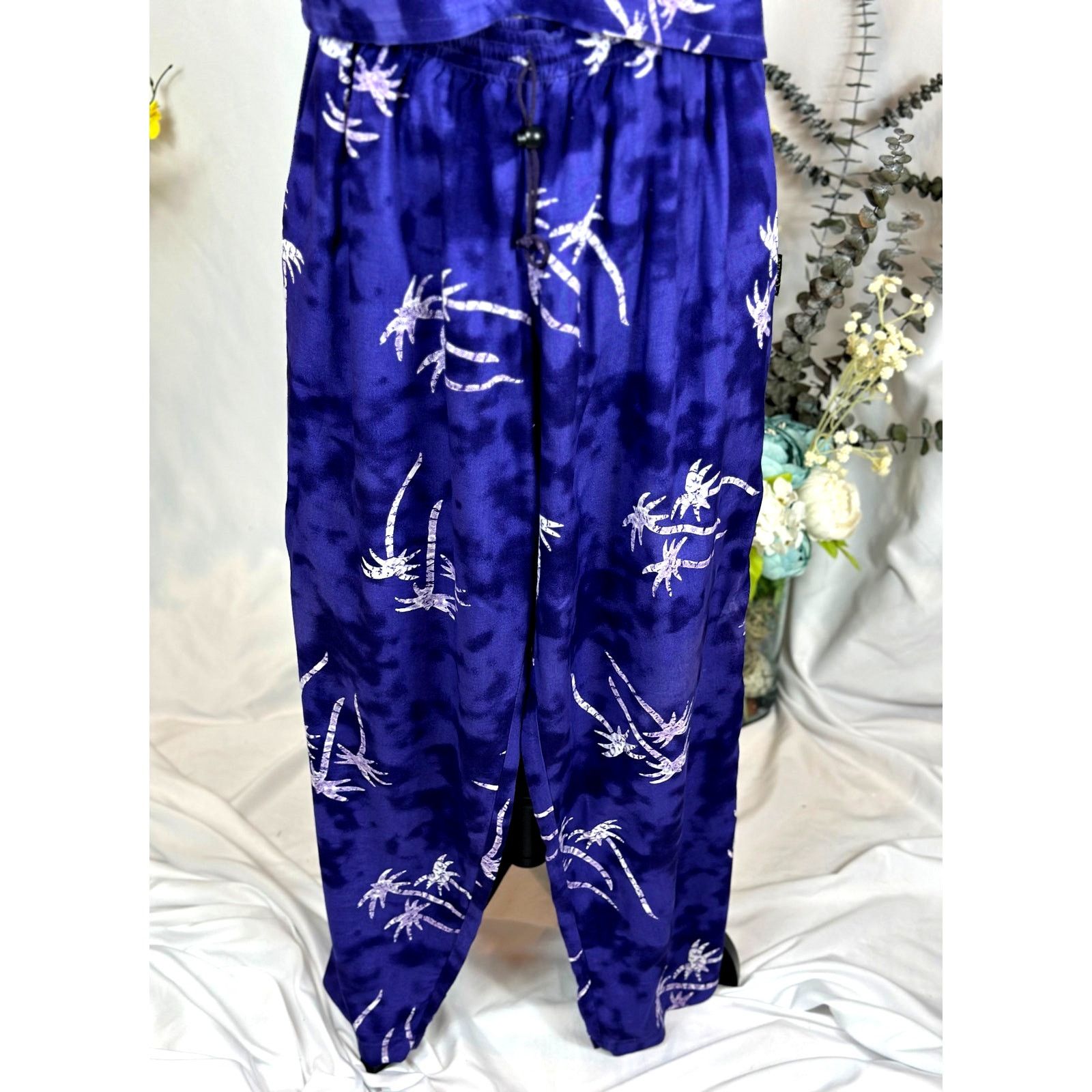 Other 2 Piece Island Ready Crop Top Matching Pants Palm Trees L Size 34" / US 12 / IT 48 - 10 Thumbnail