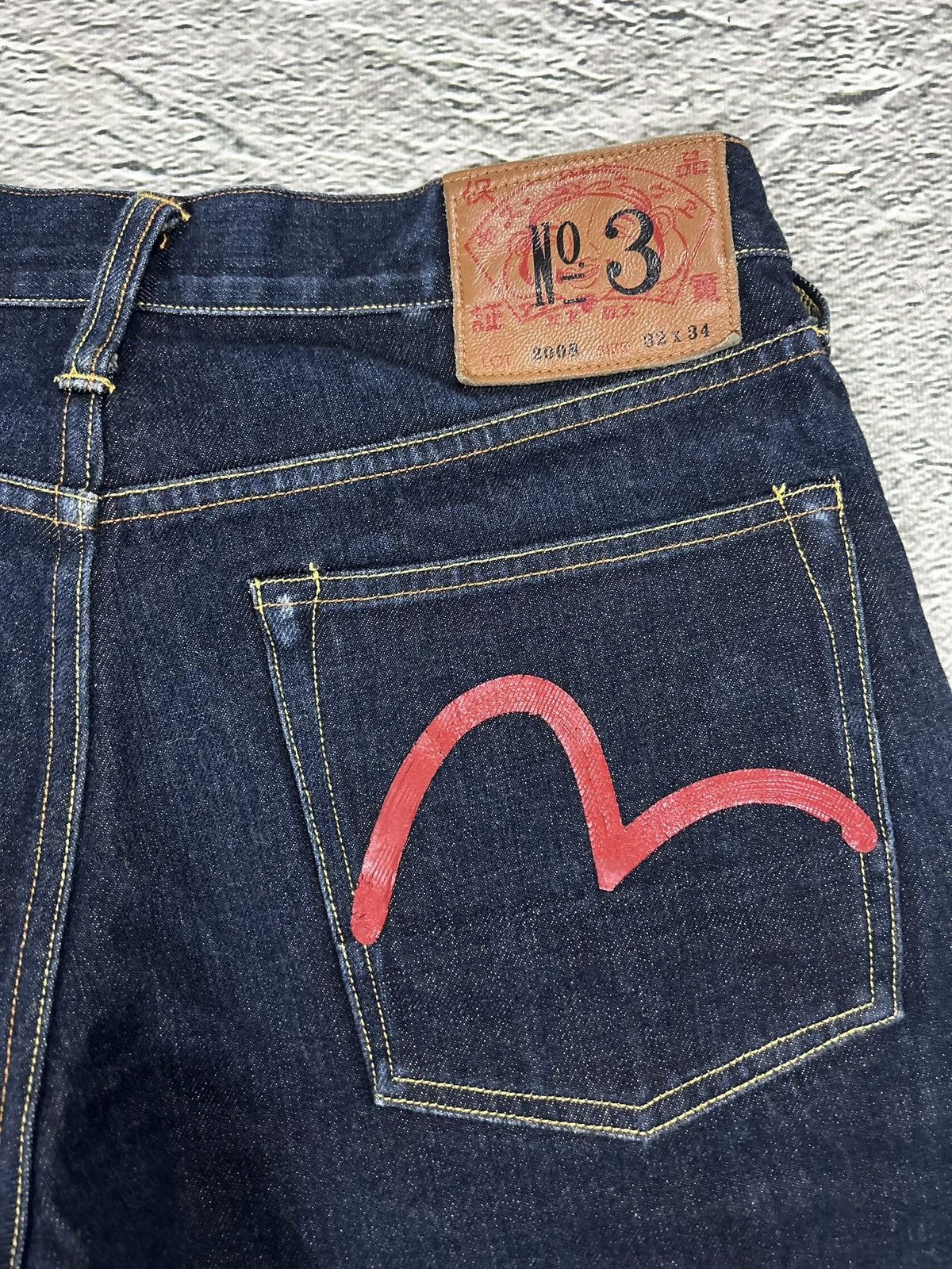 Evisu Evisu jorts navy blue shorts denim red seagulls handpainted Size US 32 / EU 48 - 2 Thumbnail