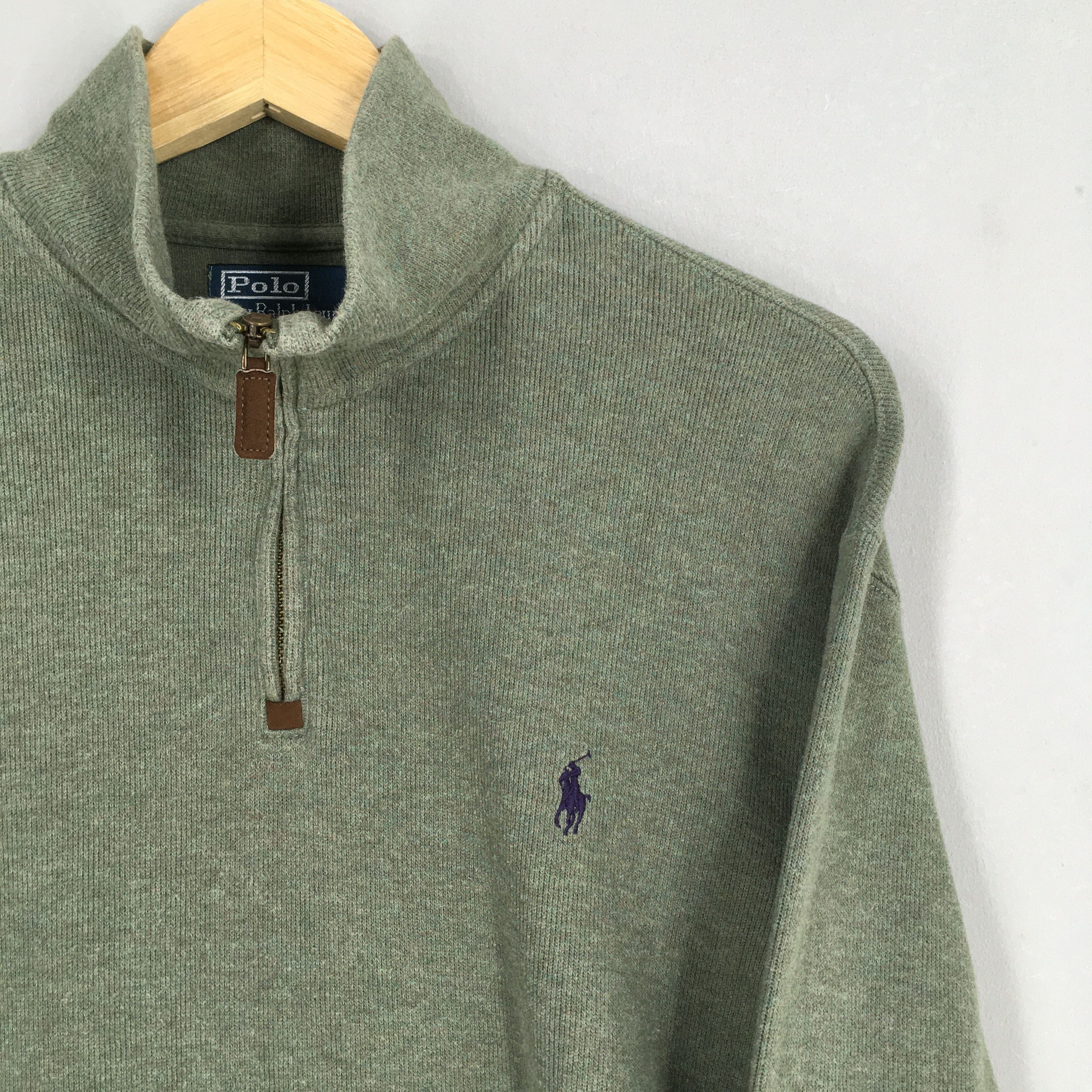 Polo Ralph Lauren × Ralph Lauren × Vintage Vintage Polo Ralph Lauren Green Half Zipper Sweater Large Size US L / EU 52-54 / 3 - 2 Thumbnail