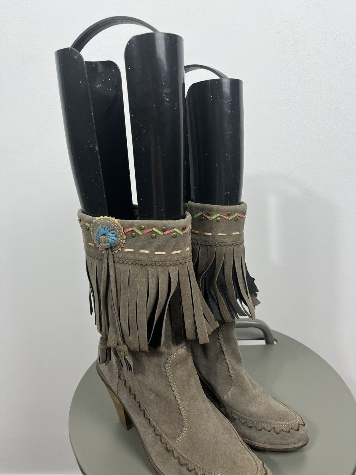 Other Womens Suede Fringe Mid Calf Boots Western Style EU 38 Size US 7 / IT 37 - 2 Thumbnail