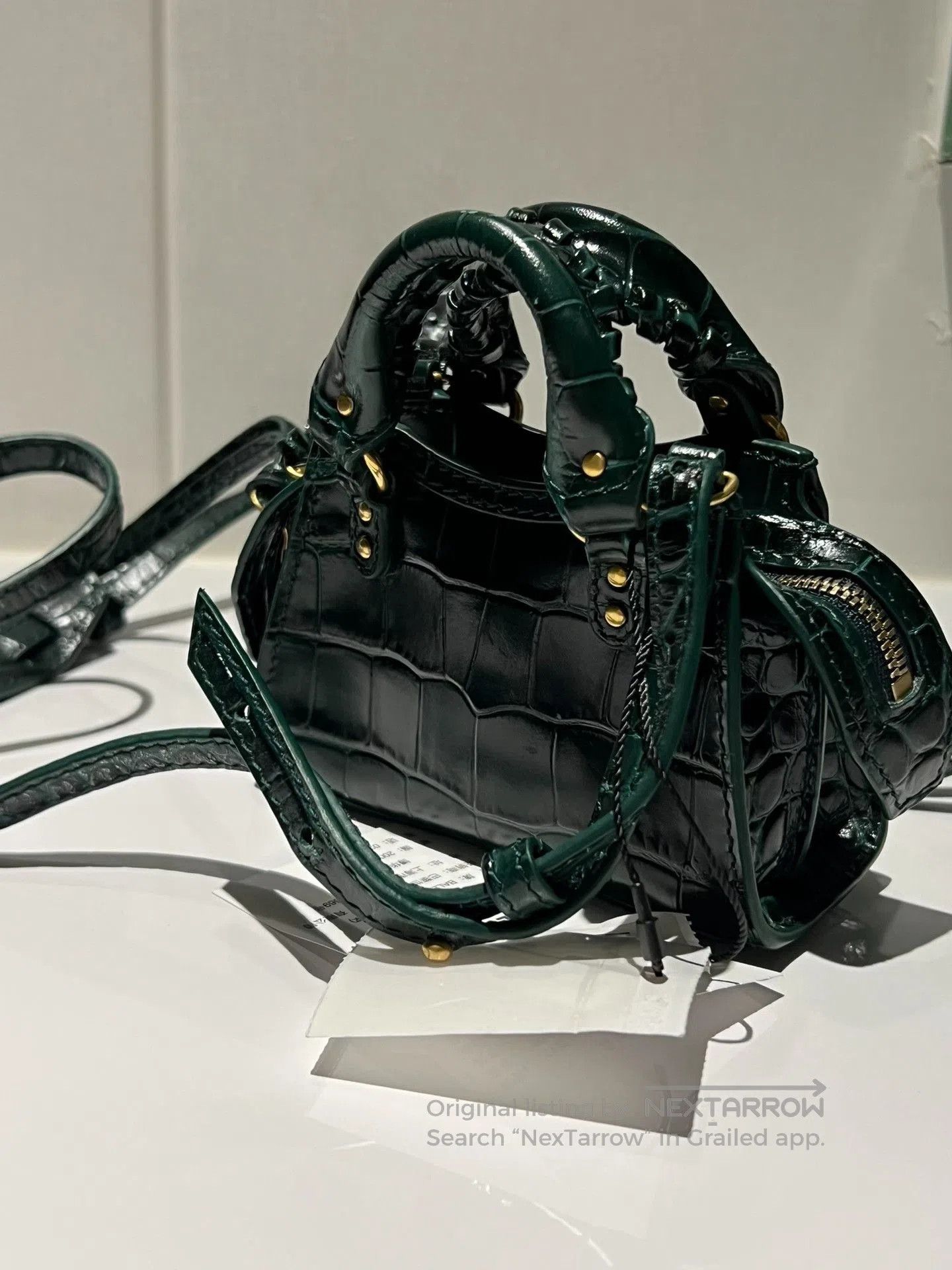 Balenciaga Balenciaga Neo Classic Croc Embossed Nano Green. Size ONE SIZE - 6 Thumbnail