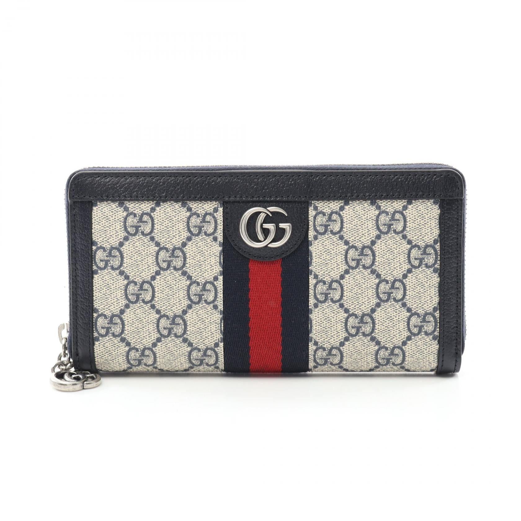 Gucci Gucci Ophidia Gg Supreme Sherry Line Round Zipper Long Wallet Coated Canvas Leather Beige Navy Multicolor Size ONE SIZE - 1 Thumbnail