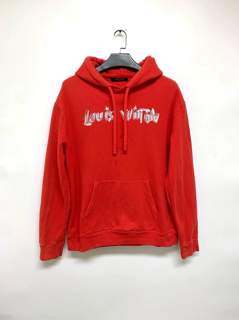 Louis Vuitton Louis Vuitton size 4l Red graffiti logo hooded sweatshirt Size US M / EU 48-50 / 2 - 1 Thumbnail