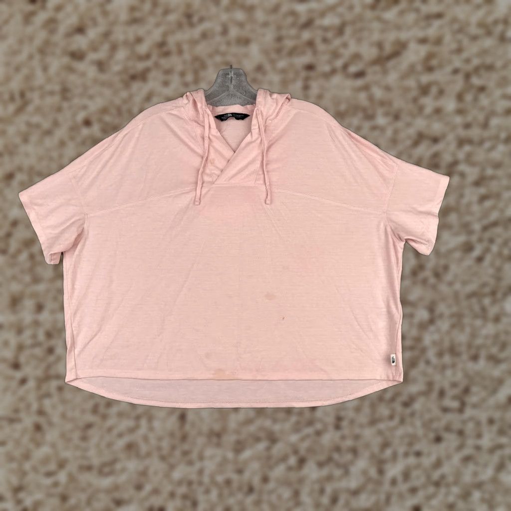 The North Face The North Face Shirt Womens L Pink Hooded V-Neck Short Sleeve Polyester Outdoor Womens Size L / US 10 / IT 46 - 1 Thumbnail
