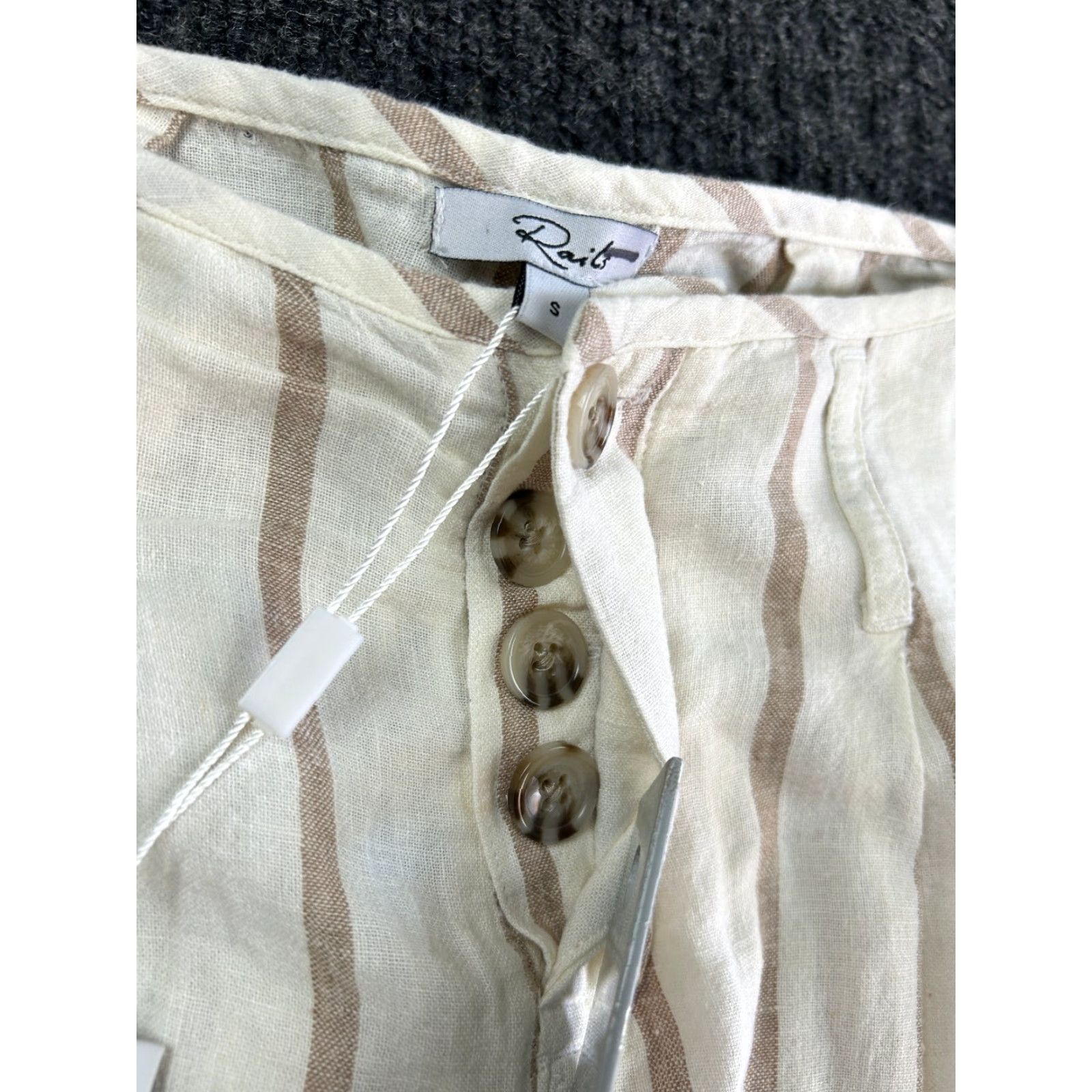 Rails Rails Womens Pants Linen Blend Striped Beige Small Wide Leg NEW Beach Casual Size 28" / US 6 / IT 42 - 5 Thumbnail