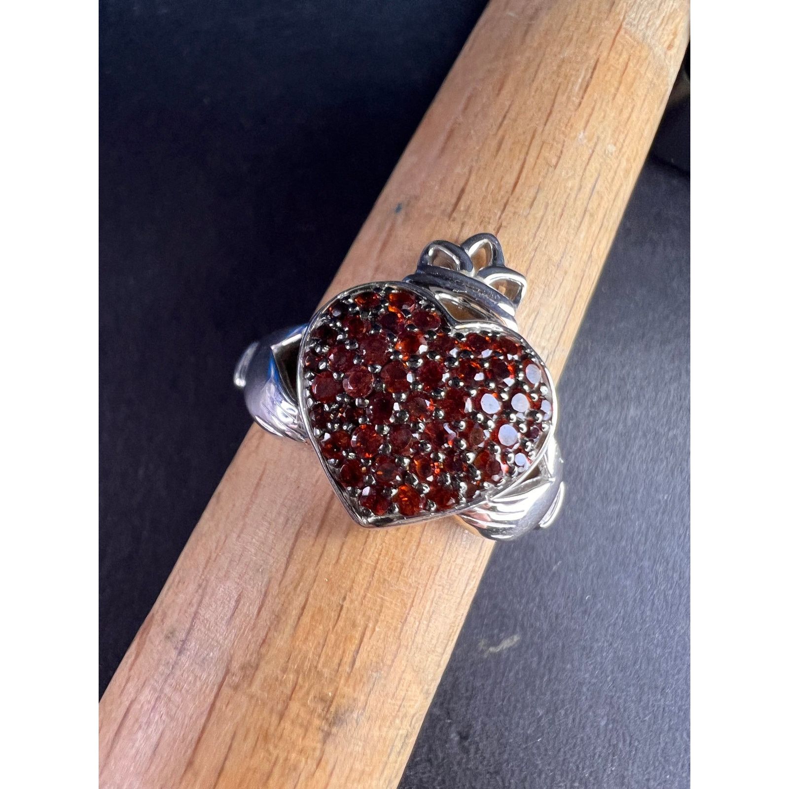 Other NEW Garnet claddagh ring in sterling silver size 7 Size ONE SIZE - 6 Thumbnail