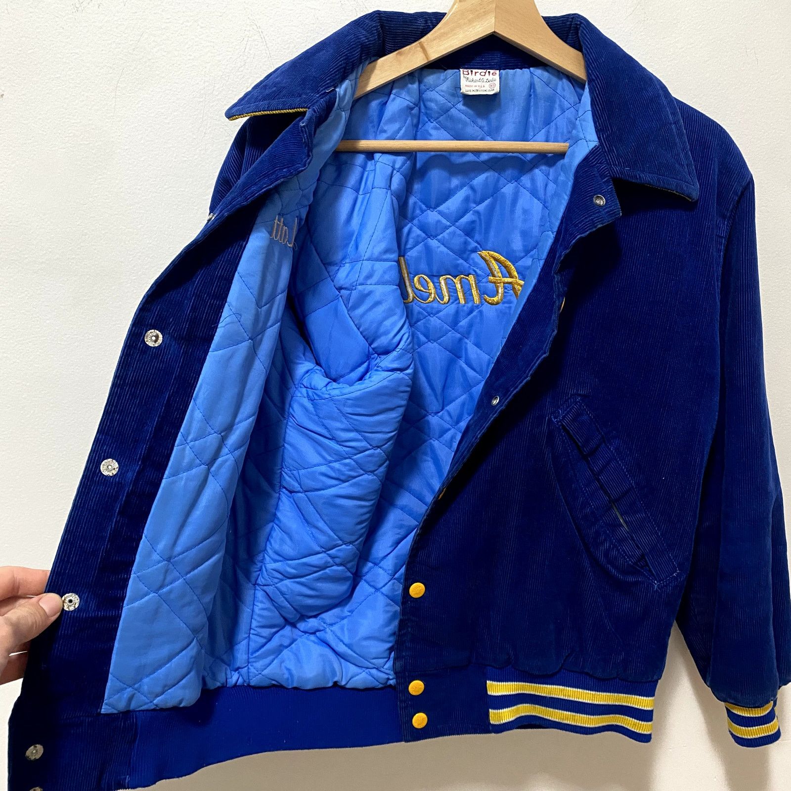 Vintage Vintage Corduroy Bomber Jacket Embroidered 70s Birdie Size US XS / EU 42 / 0 - 7 Thumbnail