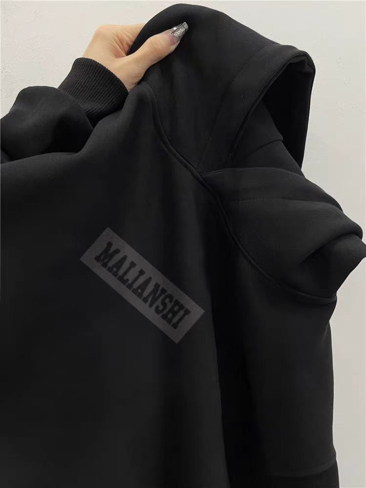 Designer × Japanese Brand Vintage Letter Print Thickened Loose Hooded Sweatshirt Size US L / EU 52-54 / 3 - 2 Thumbnail