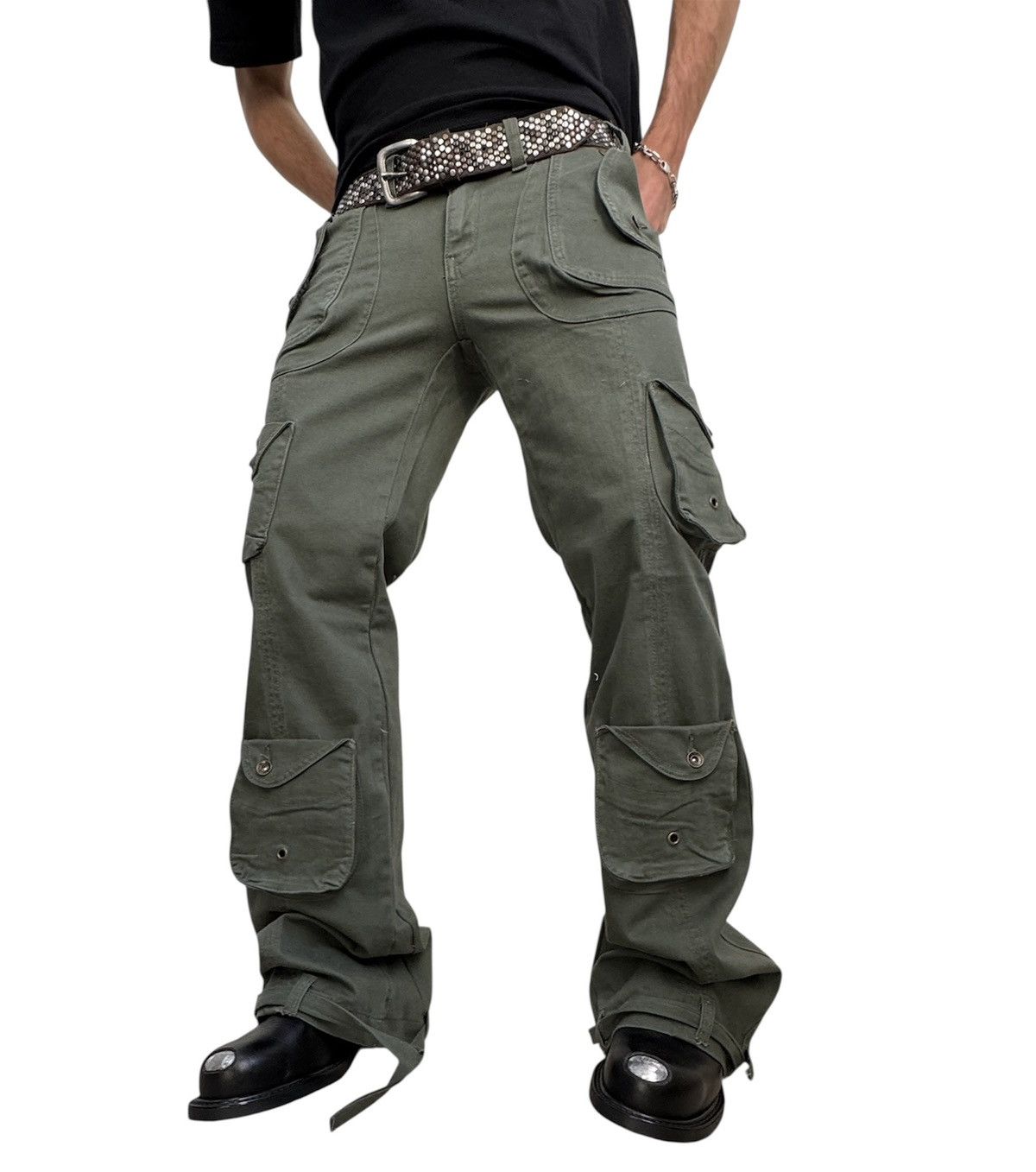 Tornado Mart Rare flared multipocket navy cargo pants tornado mart style Size US 30 / EU 46 - 5 Thumbnail