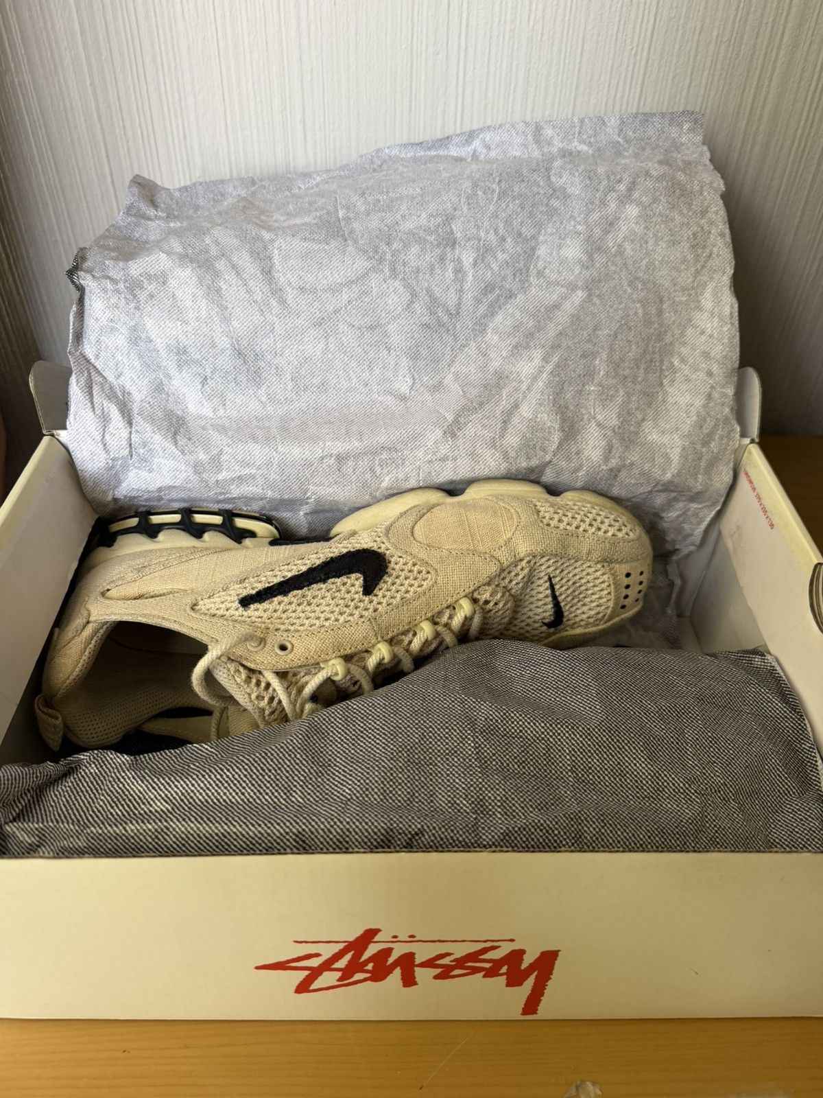 Nike × Stussy Stussy X Nike Air Zoom Spiridon Caged 2 Fossil Size US 12 / EU 45 - 12 Thumbnail