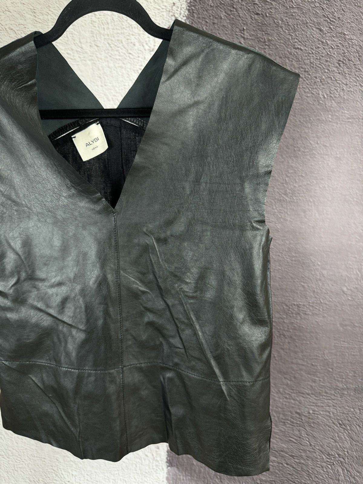 Designer × Genuine Leather Alysi creme black leather linen vest Size XS / US 0-2 / IT 36-38 - 4 Thumbnail