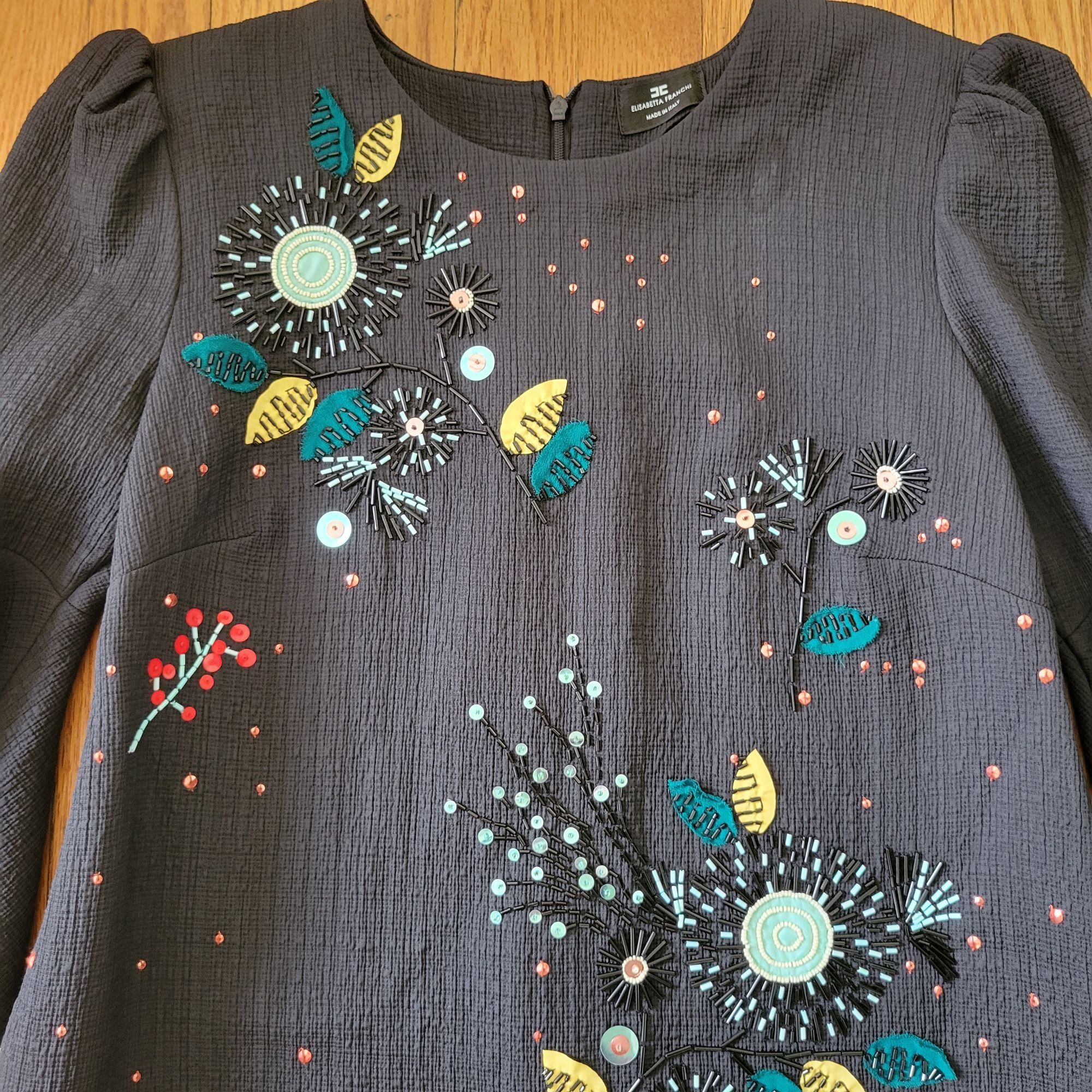 Elisabetta Franchi Elisabetta Franchi Black Bell Sleeve Embroidered Sequins Bea Size M / US 6-8 / IT 42-44 - 9 Thumbnail