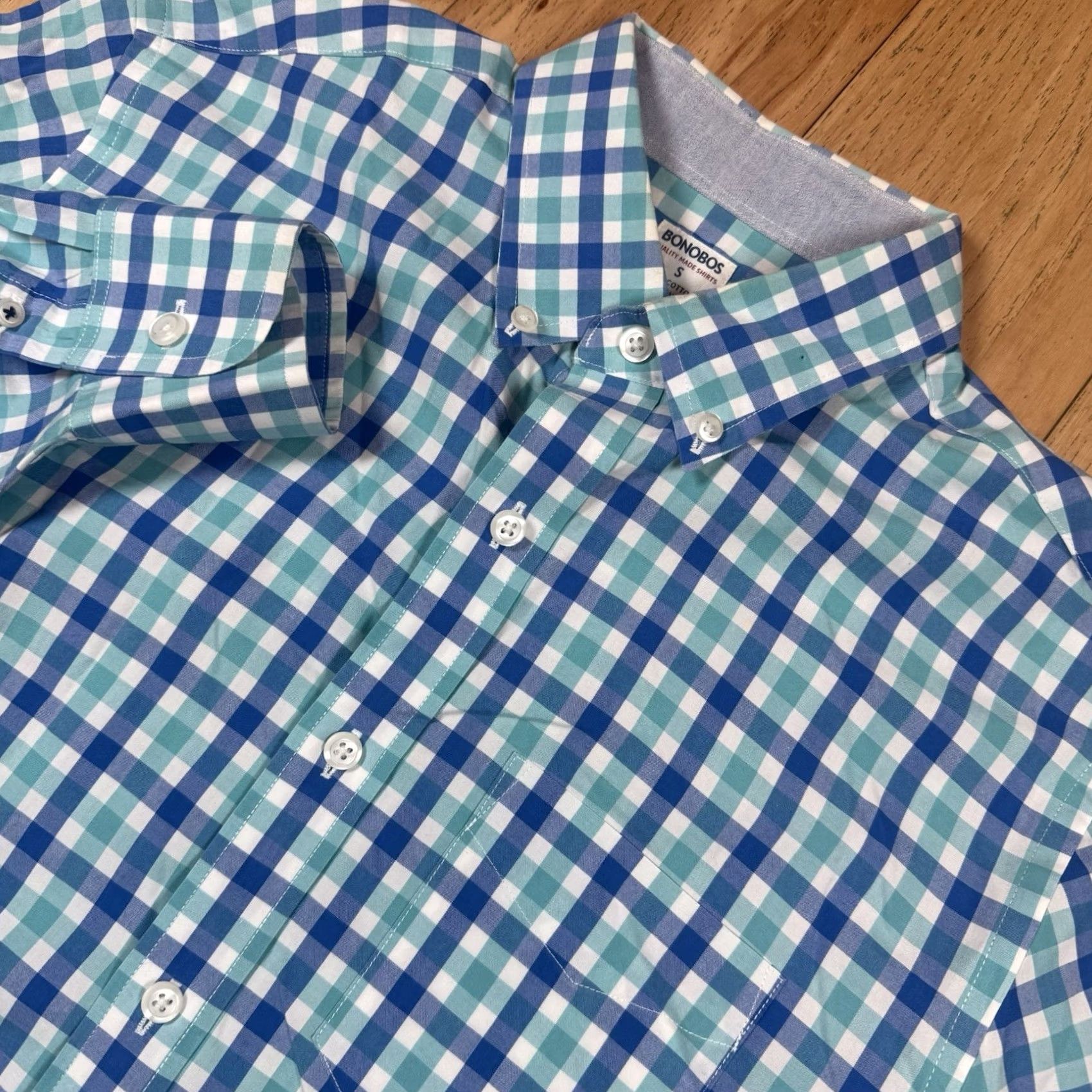 Bonobos Bonobos Button-Up Shirt Mens Small S Plaid Long Sleeve Lightweight Multicolor Size 36R - 2 Thumbnail
