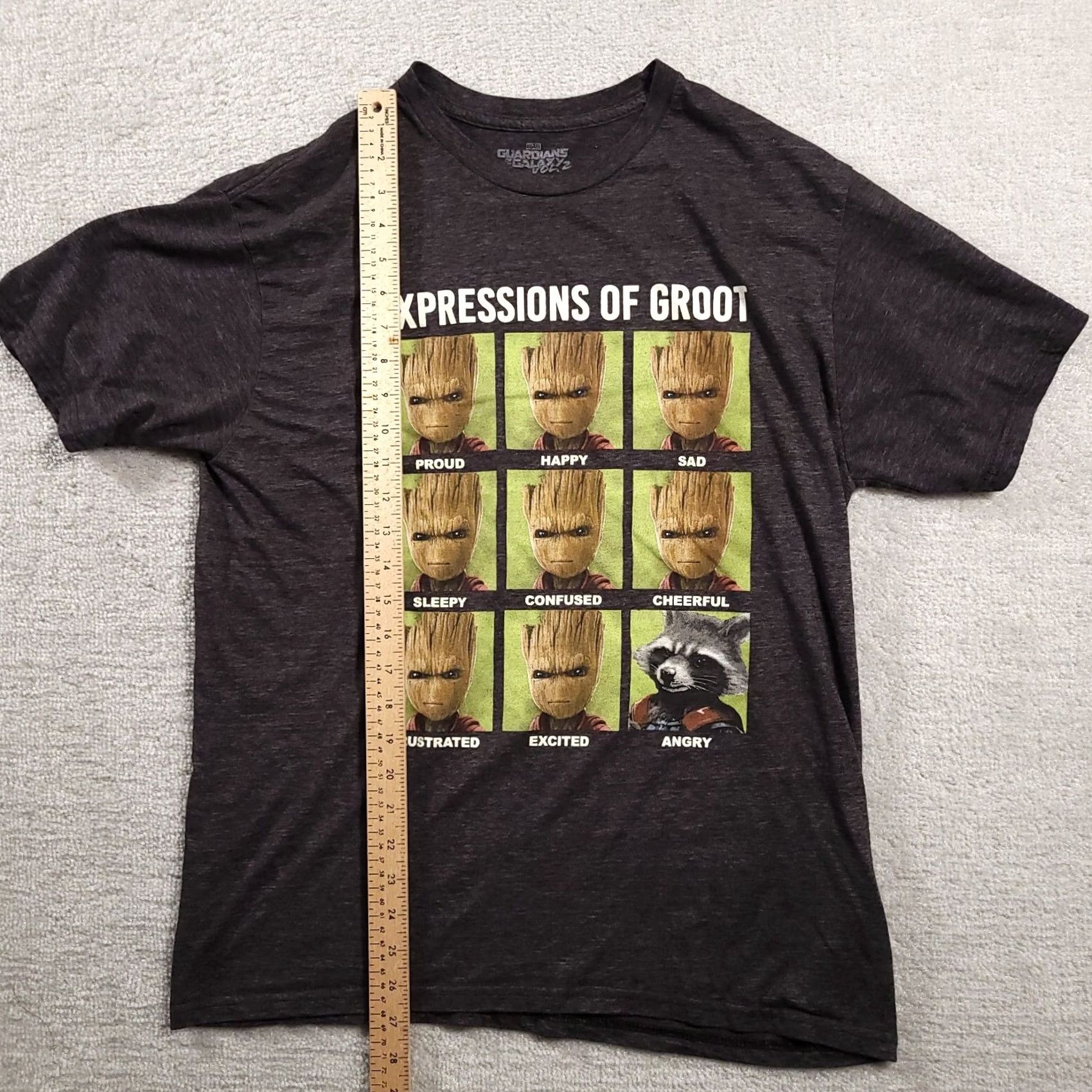 Vintage VINTAGE Guardians Of The Galaxy Vol. 2 Groot Shirt Marvel Gray L Teen Mens Crew Neck Short Sleeve T-Shirt Cartoon Expressions Graphic Print Size US L / EU 52-54 / 3 - 5 Thumbnail