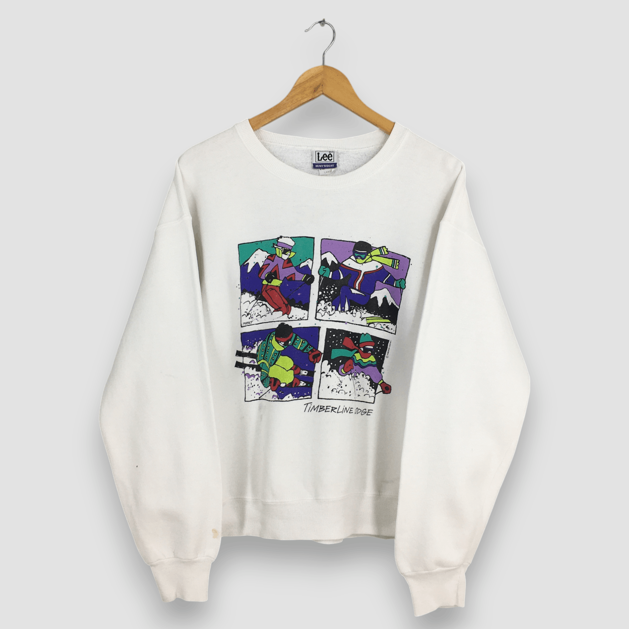 Designer × Lee × Vintage Vintage 90s Ski Timberline Lodge White Sweatshirt Large Size US L / EU 52-54 / 3 - 1 Thumbnail