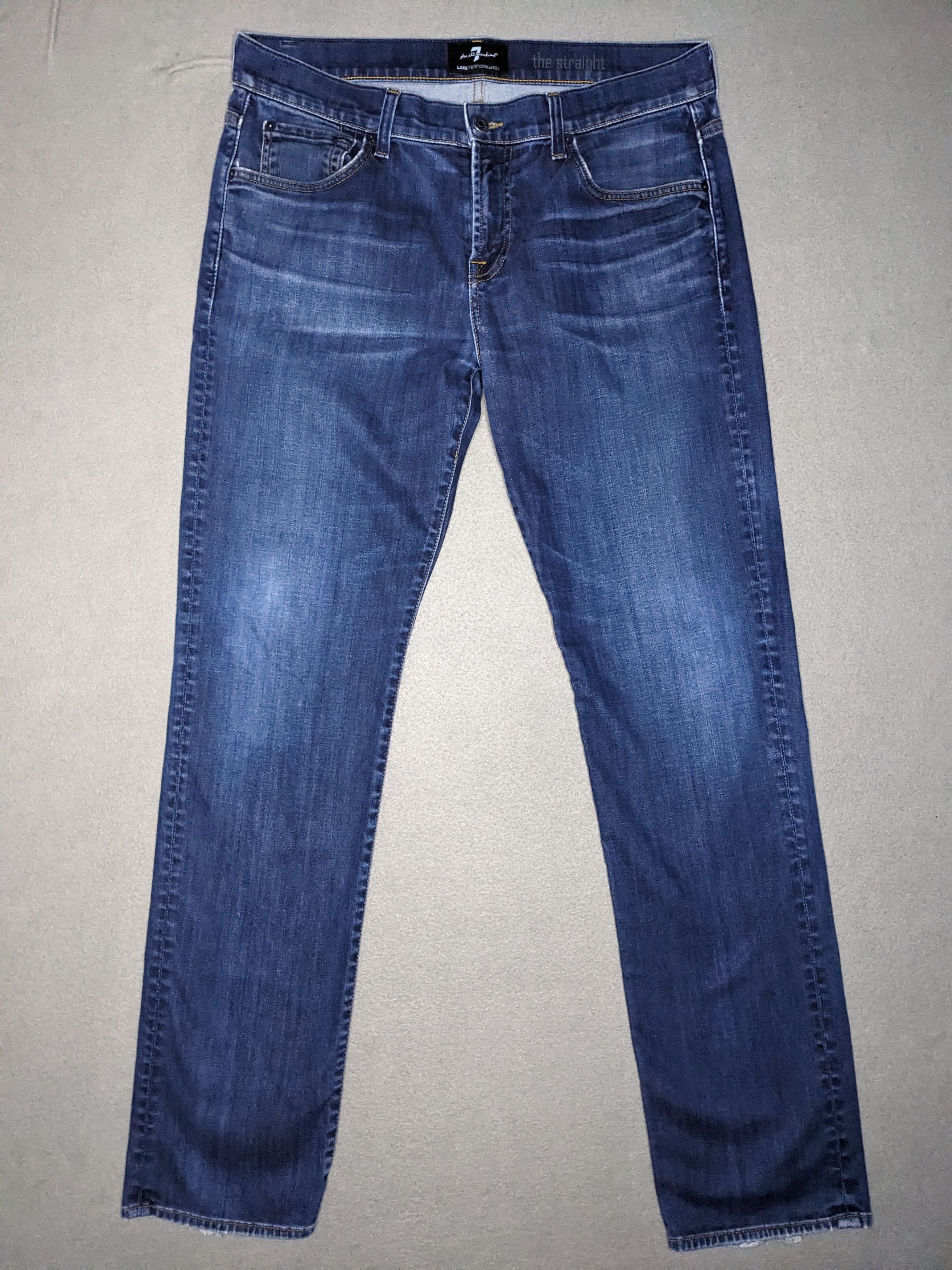 7 For All Mankind 7 For All Mankind Straight Luxe Performance Jeans 35x33 Size US 35 - 1 Thumbnail