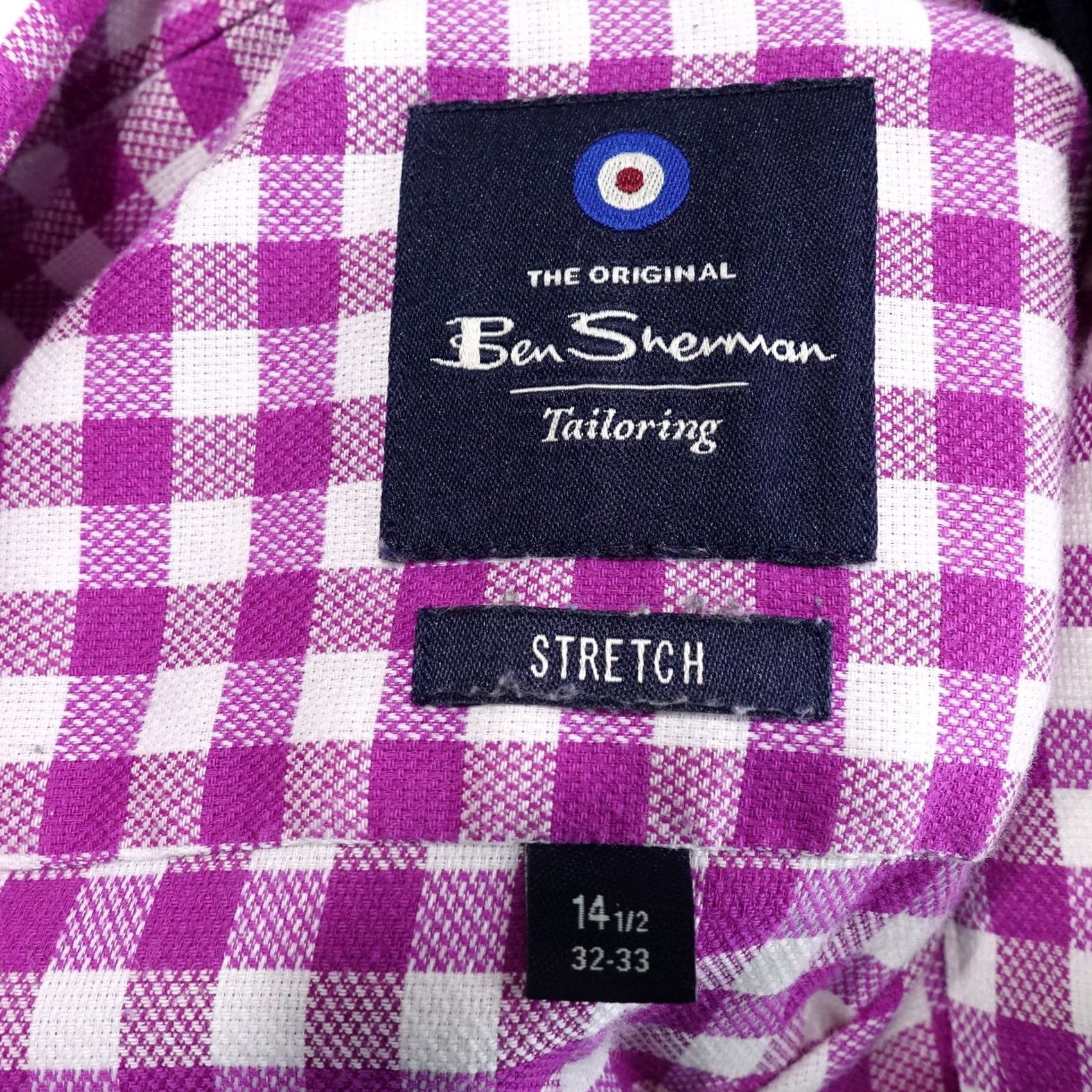 Ben Sherman BEN SHERMAN Shirt Purple Check Button Down MENS 14.5 32-33 TAILORING STRETCH Size US M / EU 48-50 / 2 - 6 Thumbnail