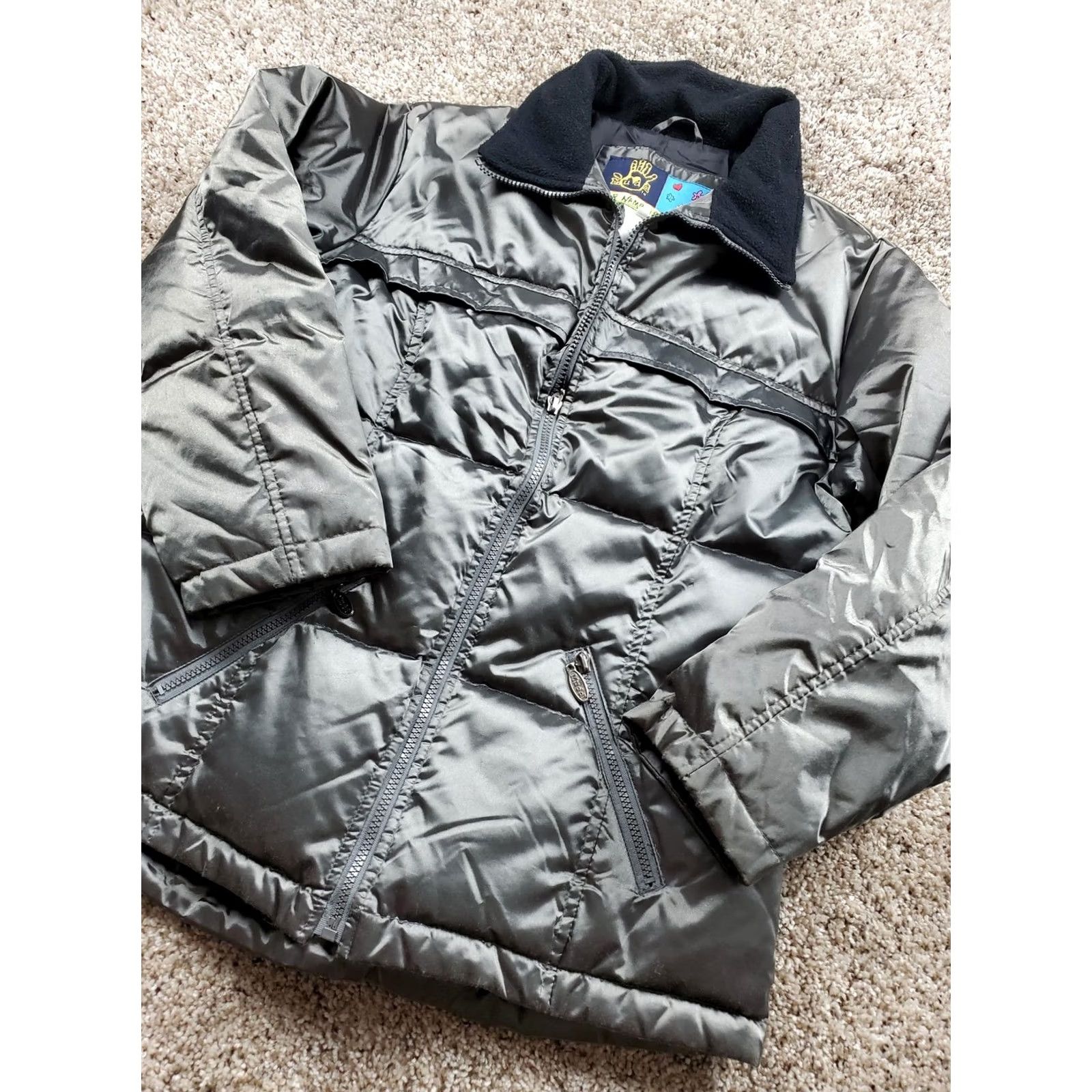 Vintage VINTAGE Mudd Puffer Jacket Womens M Gray Full Zip Satin Long Sleeve Y2K Size M / US 6-8 / IT 42-44 - 2 Thumbnail