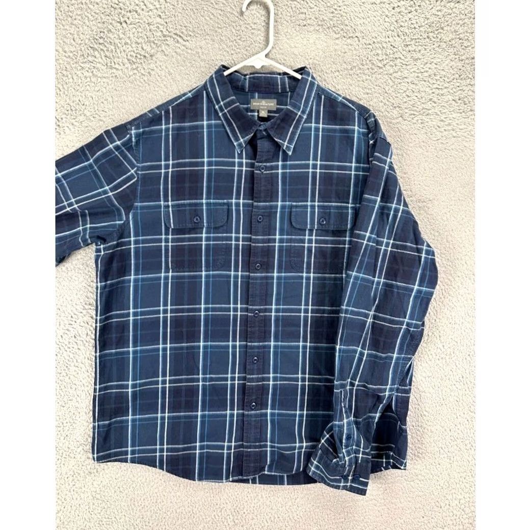 Vintage VINTAGE? No. L.L. Bean Signature Flannel Shirt Mens XL Blue Plaid Slim Button Up Flap Pocket Size US XL / EU 56 / 4 - 3 Thumbnail