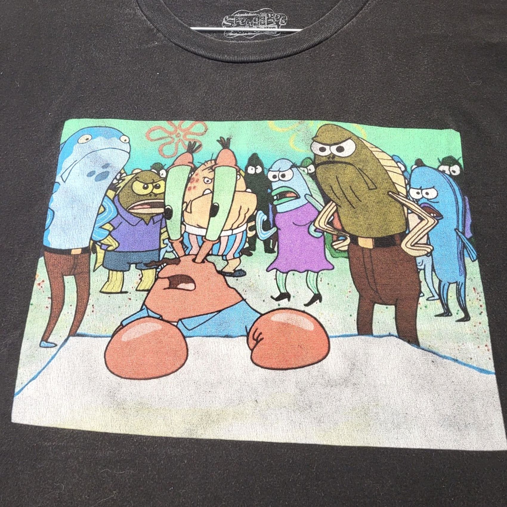 Nickelodeon SpongeBob SquarePants Tshirt Men's XL Official Licensed Nickelodeon Characters Shirt Regular Short Sleeve Black Cotton Knit Logo Size US XL / EU 56 / 4 - 5 Thumbnail