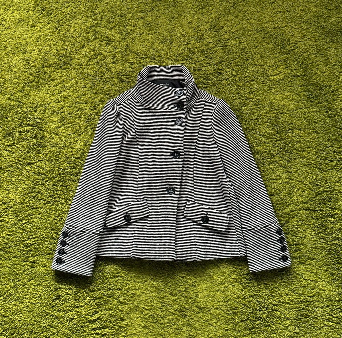 Designer × Max Mara × Weekend Max Mara Max Mara Weekend striped wool coat jacket Size L / US 10 / IT 46 - 1 Thumbnail