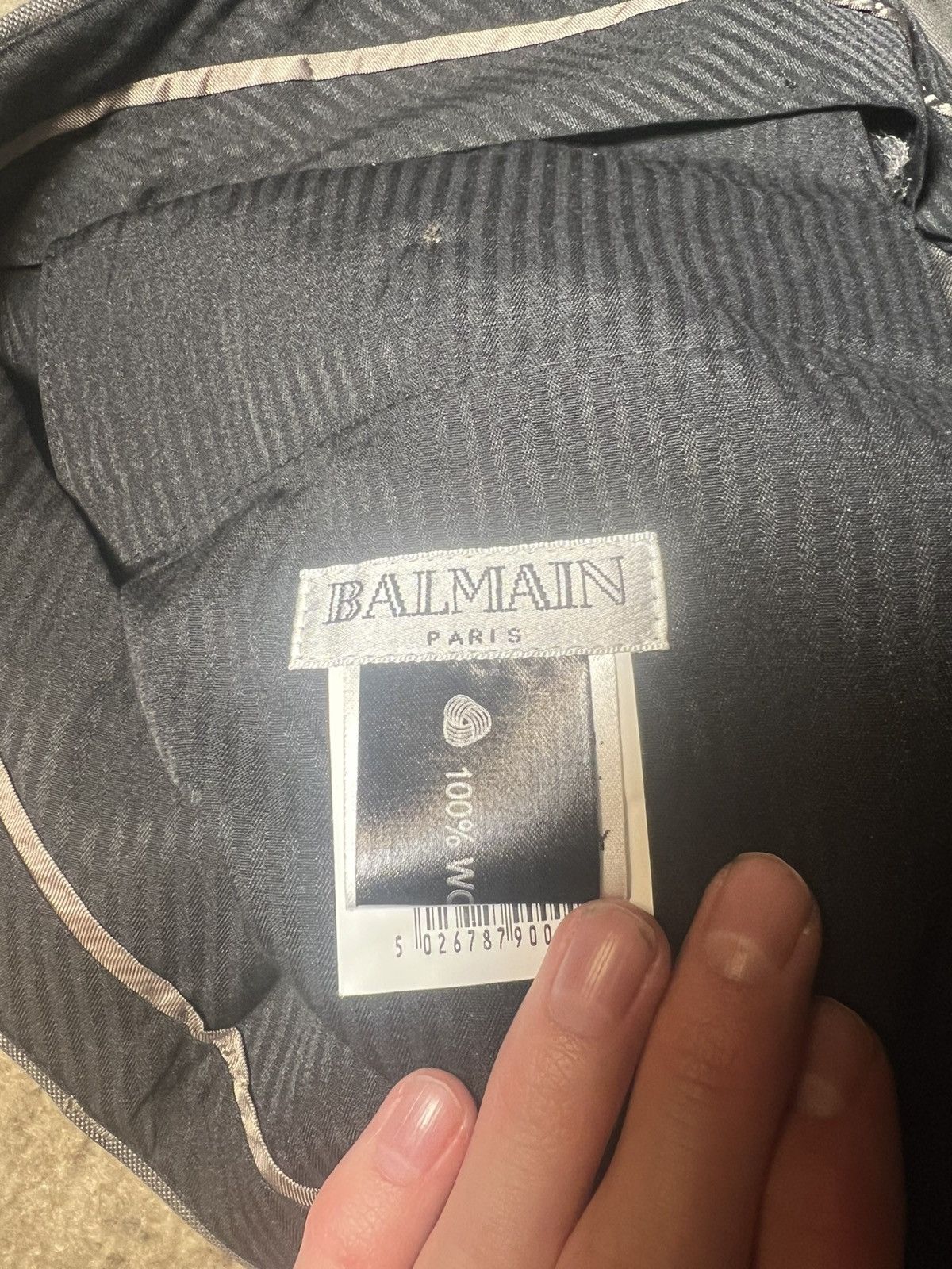 Balmain Balmain Paris Men’s Suit EU 56 W40 XXL Gray Wool Size 46S - 10 Thumbnail