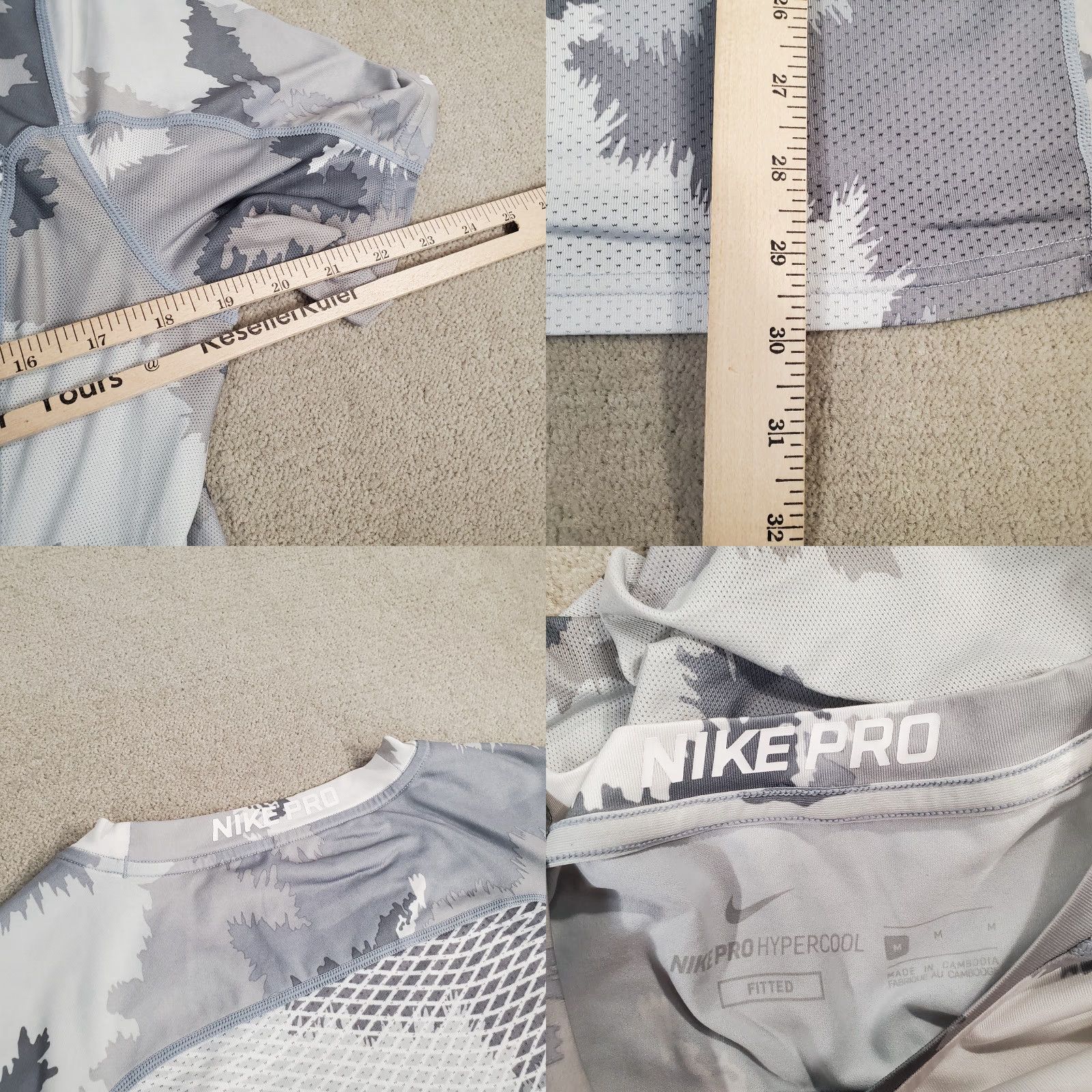 Nike Nike Pro Hypercool Shirt Mens M Gray Camo Fitted Performance Stretch 801805 Size US M / EU 48-50 / 2 - 8 Thumbnail