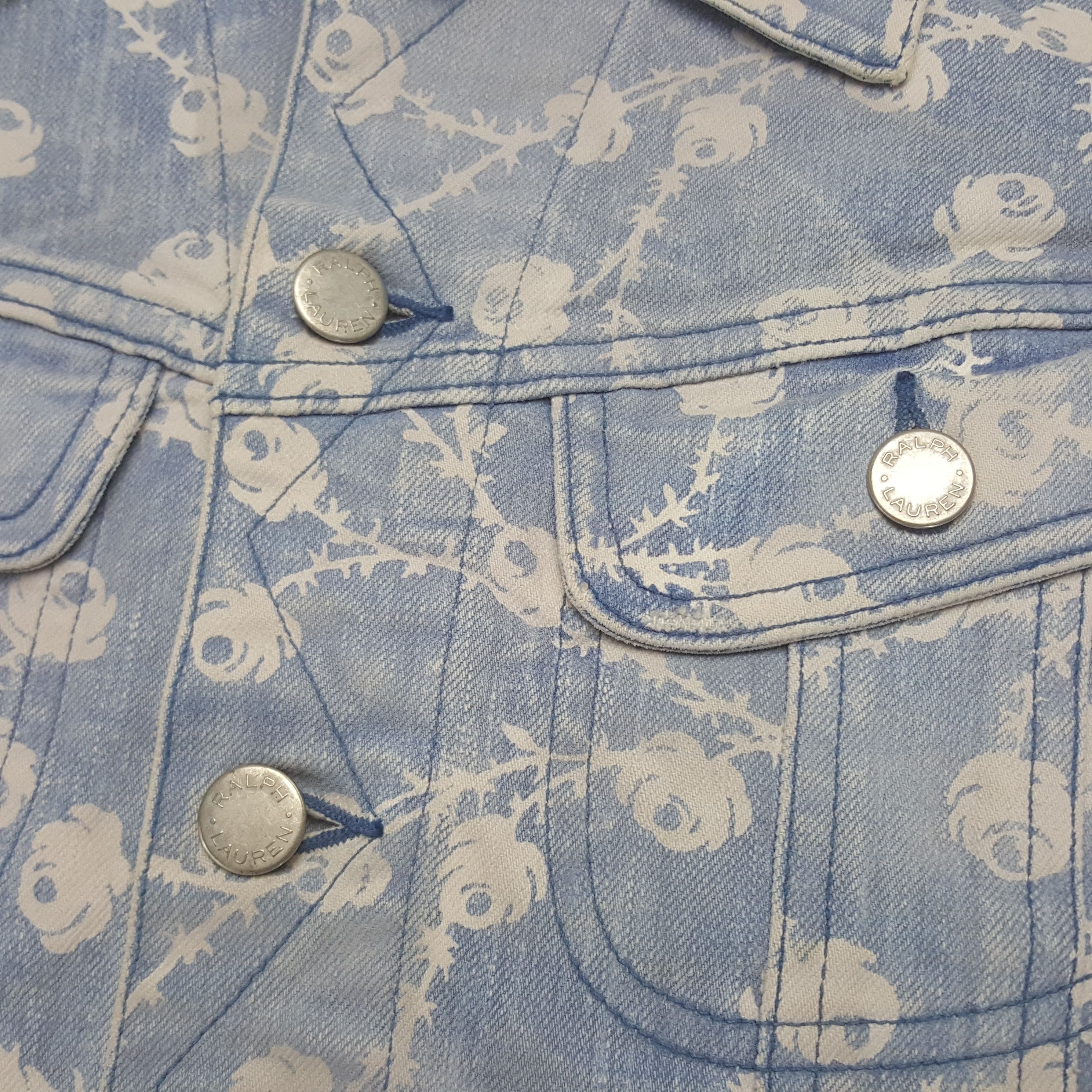 Ralph Lauren Vintage Ralph Lauren Flowers Denim Jacket Size XXS / US 00 / IT 34 - 6 Thumbnail
