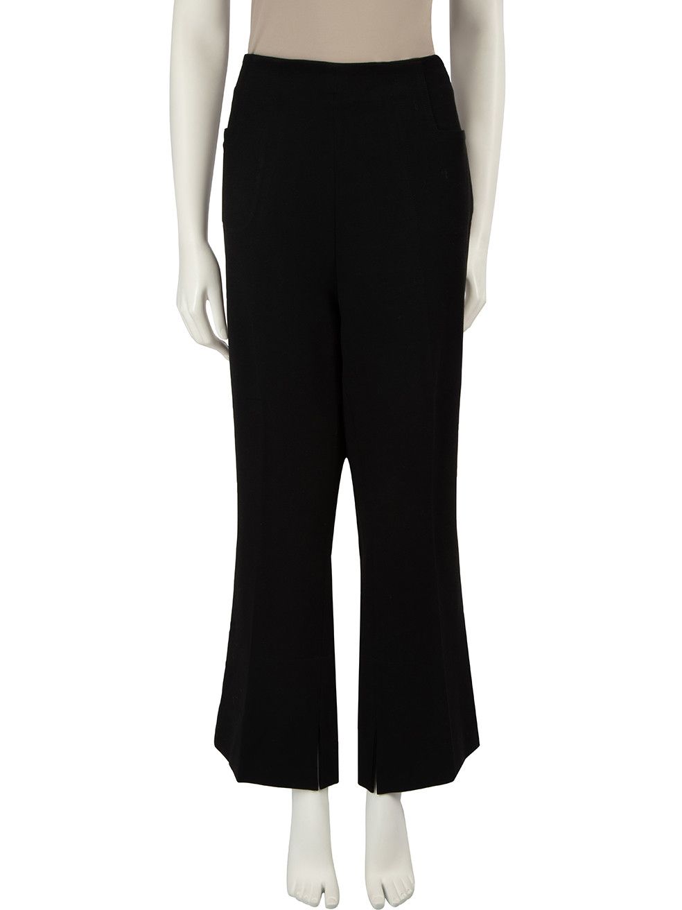 image of Roland Mouret Black Mid-Rise Tailored Flared Trousers, Women's (Size 34)