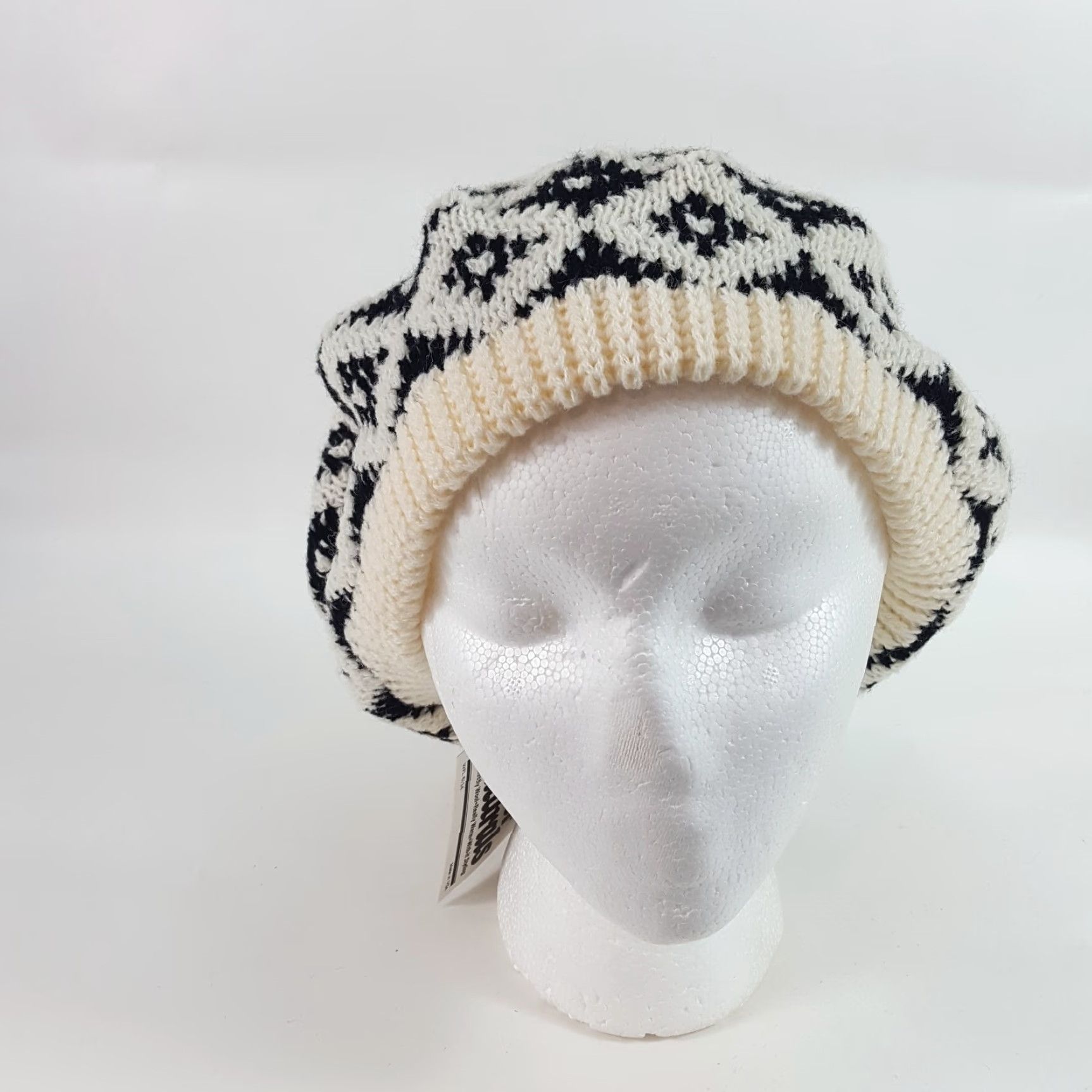 Vintage VINTAGE Vintage 80s Knit Wool Cream Diamond French Beret Warm Winter Hat Womens One Size Size ONE SIZE - 6 Thumbnail