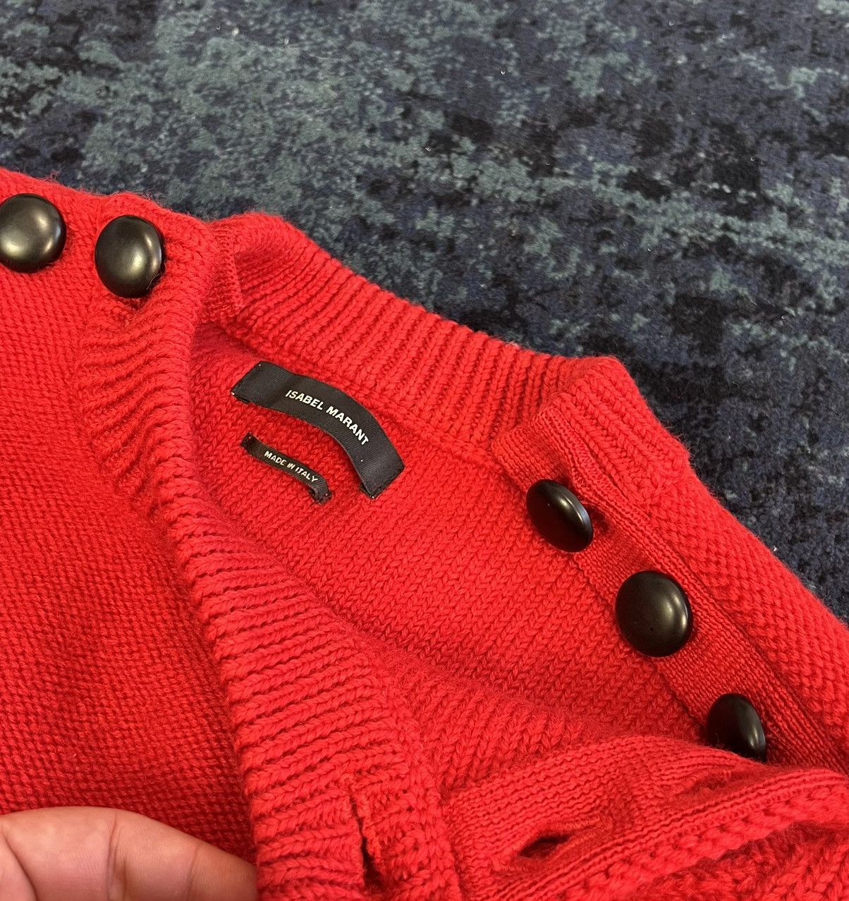 Isabel Marant ISABEL MARANT Dustin Buttoned Cabled-Wool Blend Sweater RED Size S / US 4 / IT 40 - 4 Thumbnail