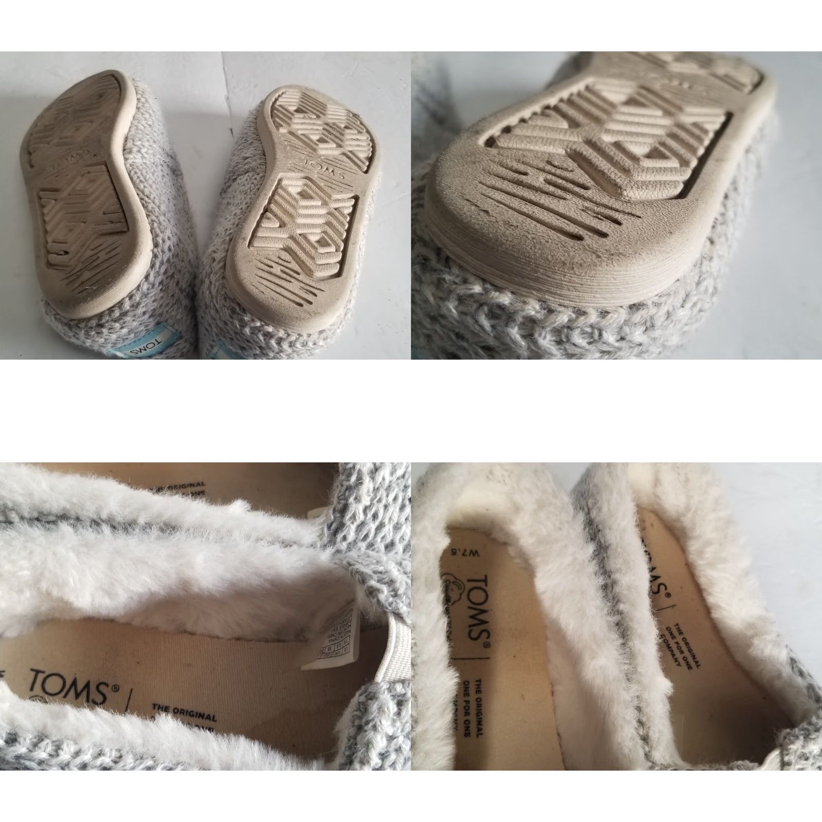 Toms TOMS Plaid Slip On Slippers Women 7.5 Gray Faux Shearling Flat Loafer Size US 8 / IT 38 - 8 Thumbnail