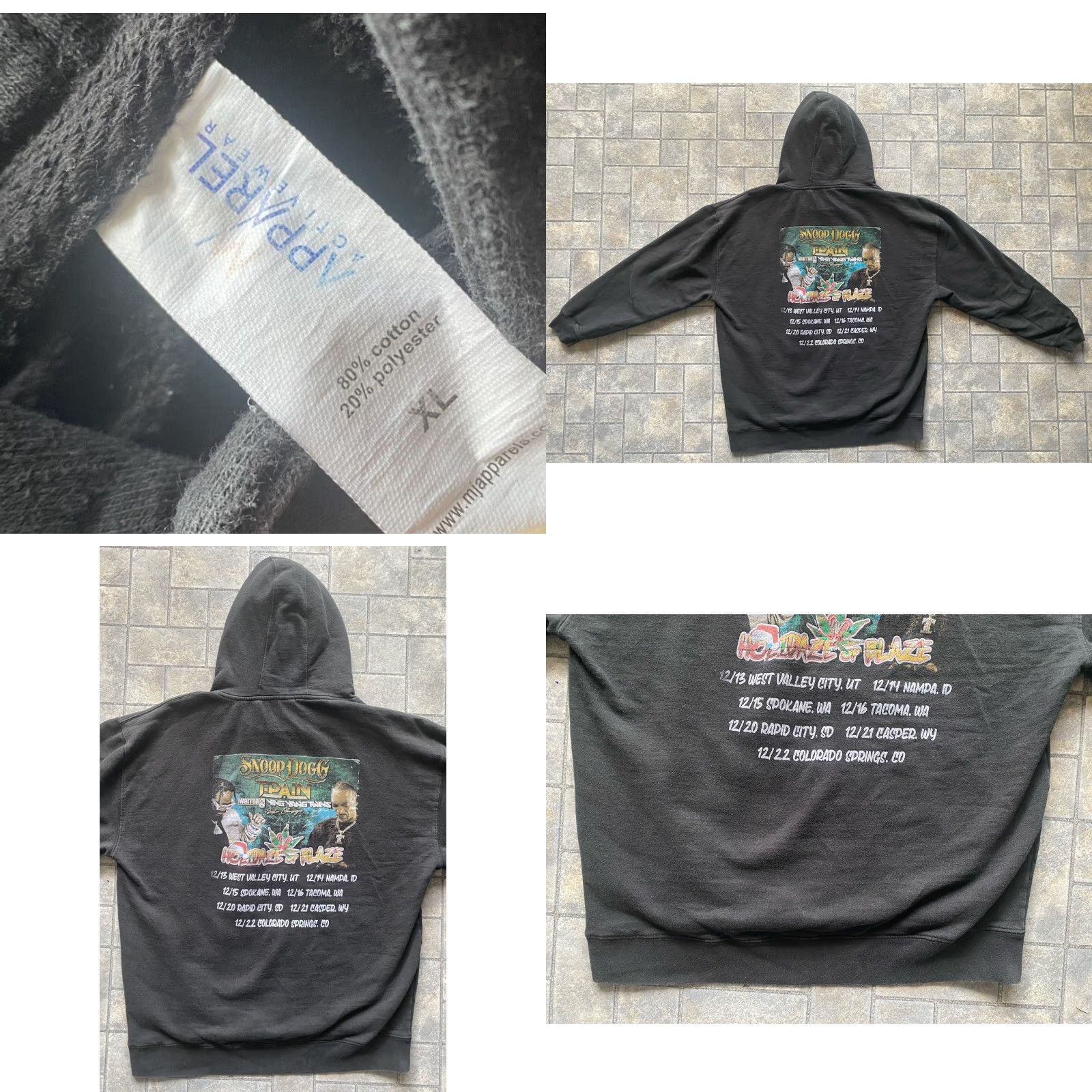 Doublet VINTAGE Snoop Dogg T-Pain MENS XL Black Double Sided Holidaze Of Blaze Tour Hoodie Warren G Yin Yang Twins Rap Music Size US XL / EU 56 / 4 - 9 Thumbnail