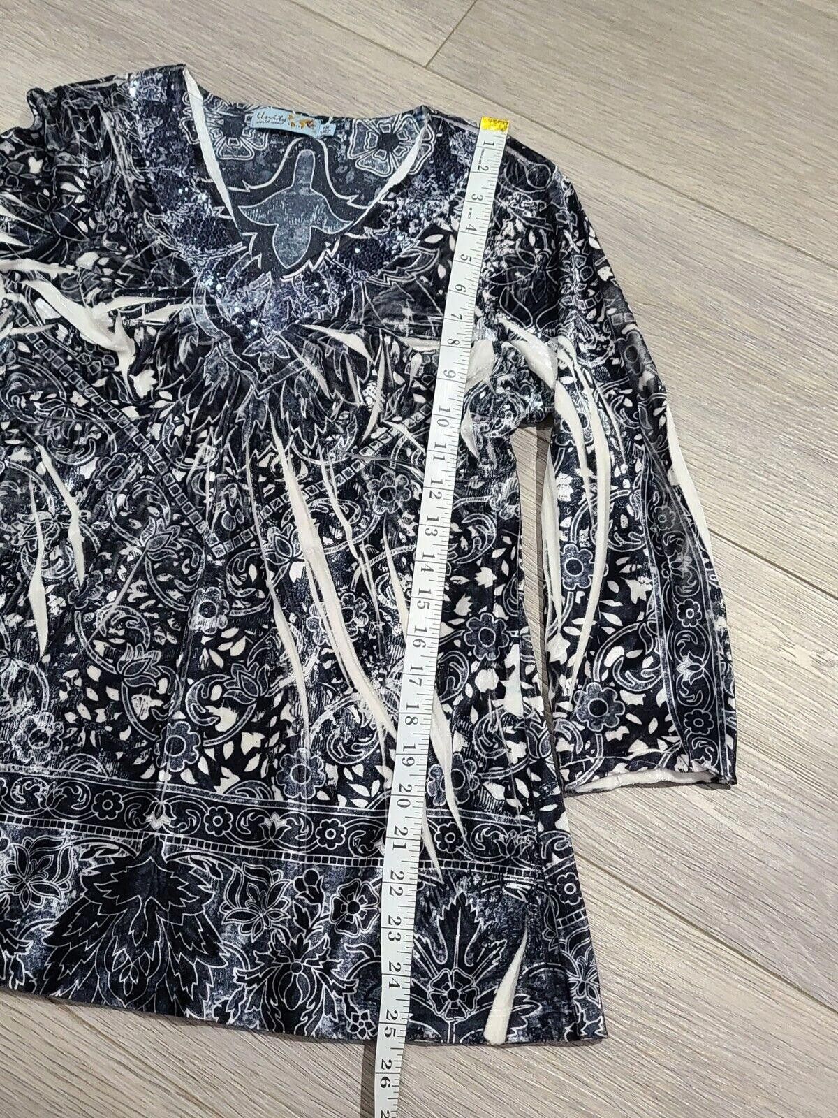 Designer Unity World Wear Top Blouse Shirt Petite Medium Pm Velvet Size M / US 6-8 / IT 42-44 - 6 Thumbnail
