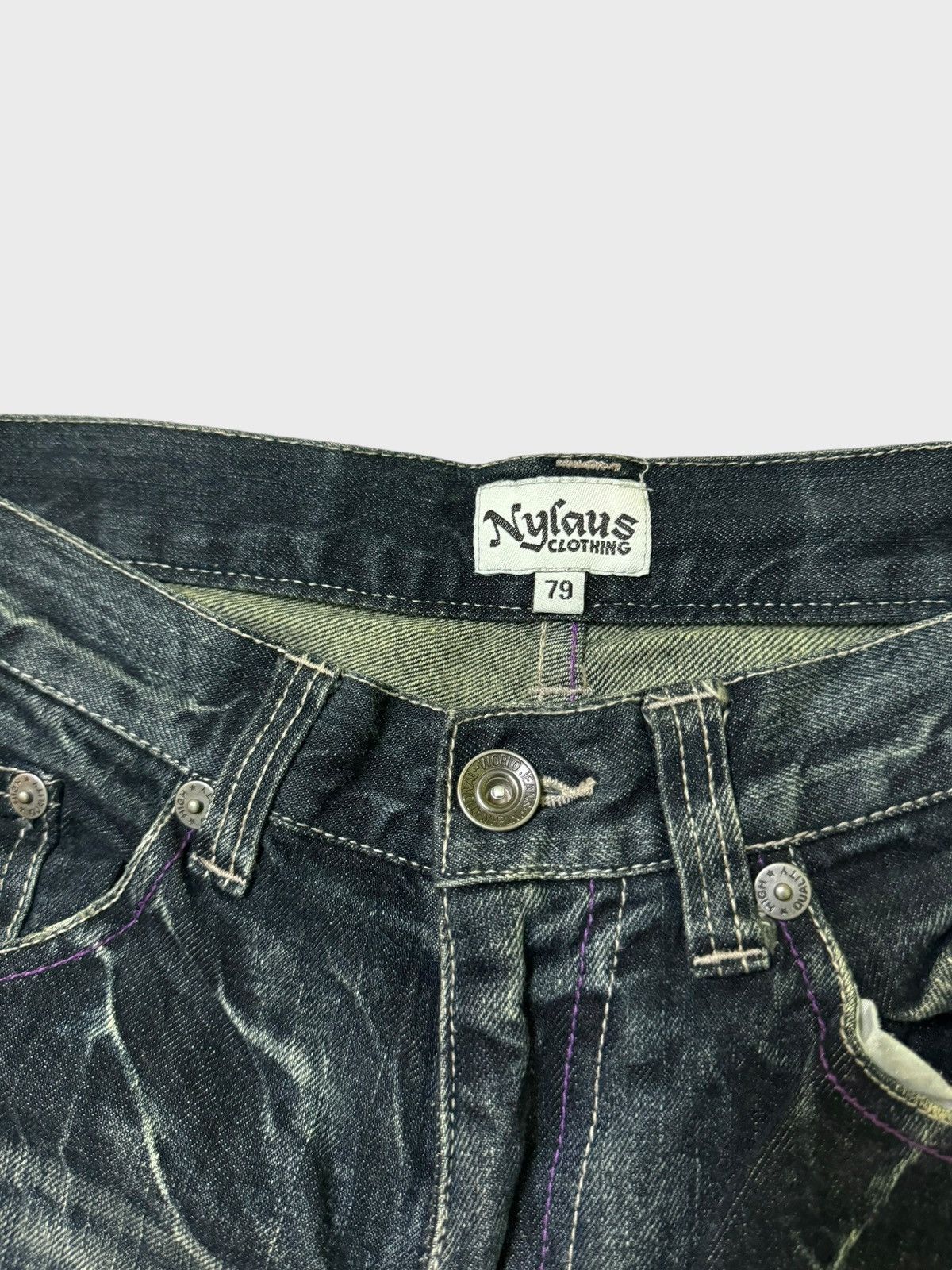 Hysteric Glamour × Japanese Brand NYLAUS JEANS Acid Wash Paint Splash Distressed Jeans Size US 30 / EU 46 - 11 Thumbnail