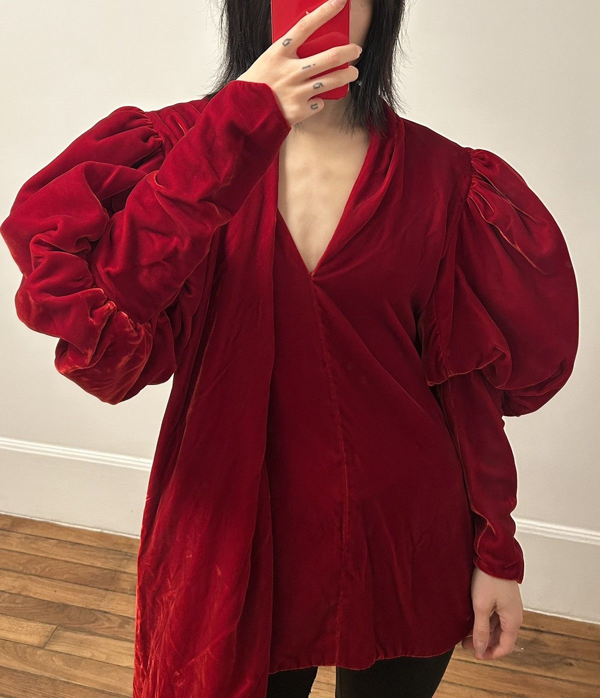 KHAITE KHAITE RED VELVET BLOUSE Size S / US 4 / IT 40 - 7 Thumbnail