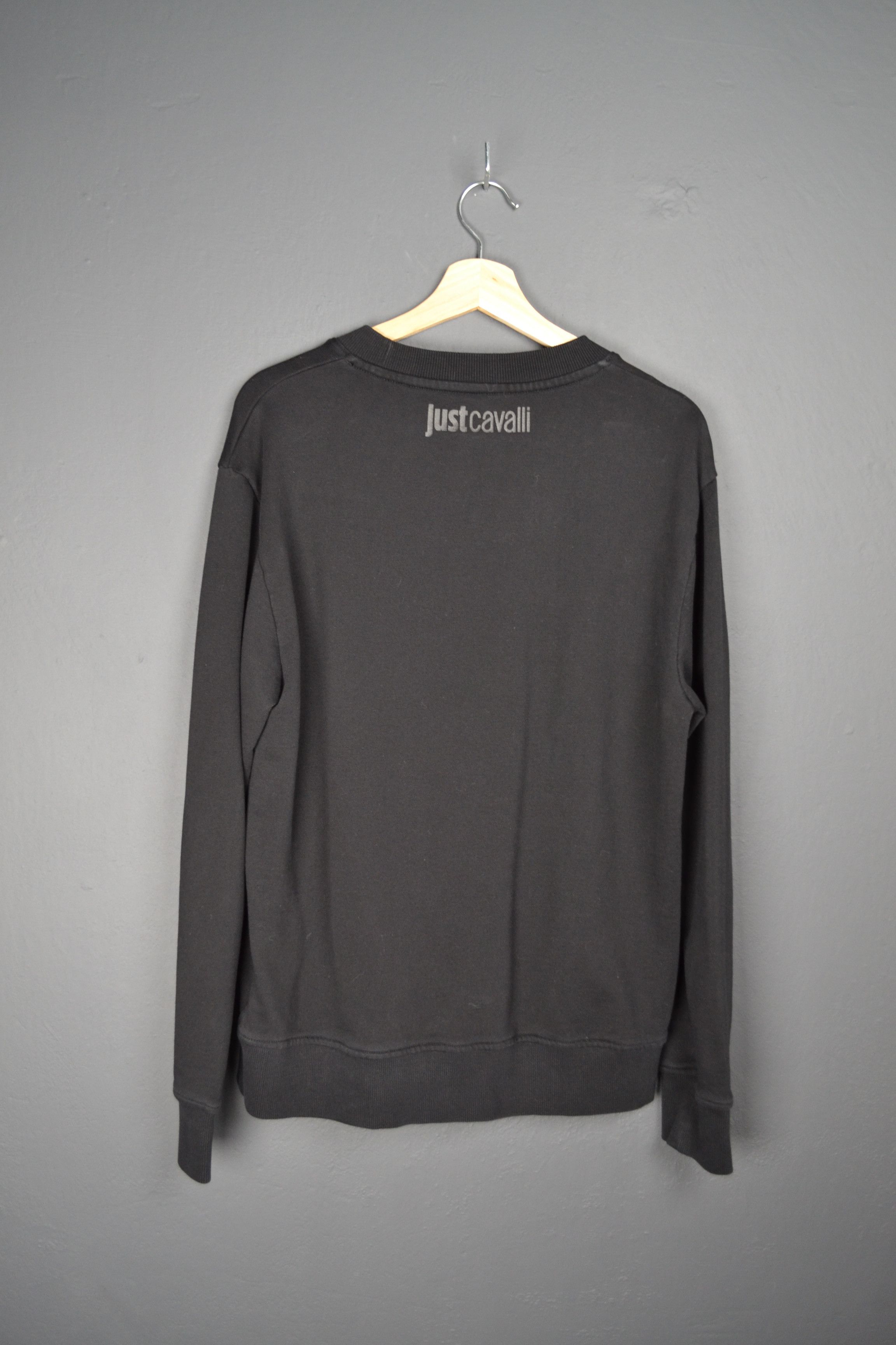 Just Cavalli Roberto M Black Cotton Skull Print Sweatshirt