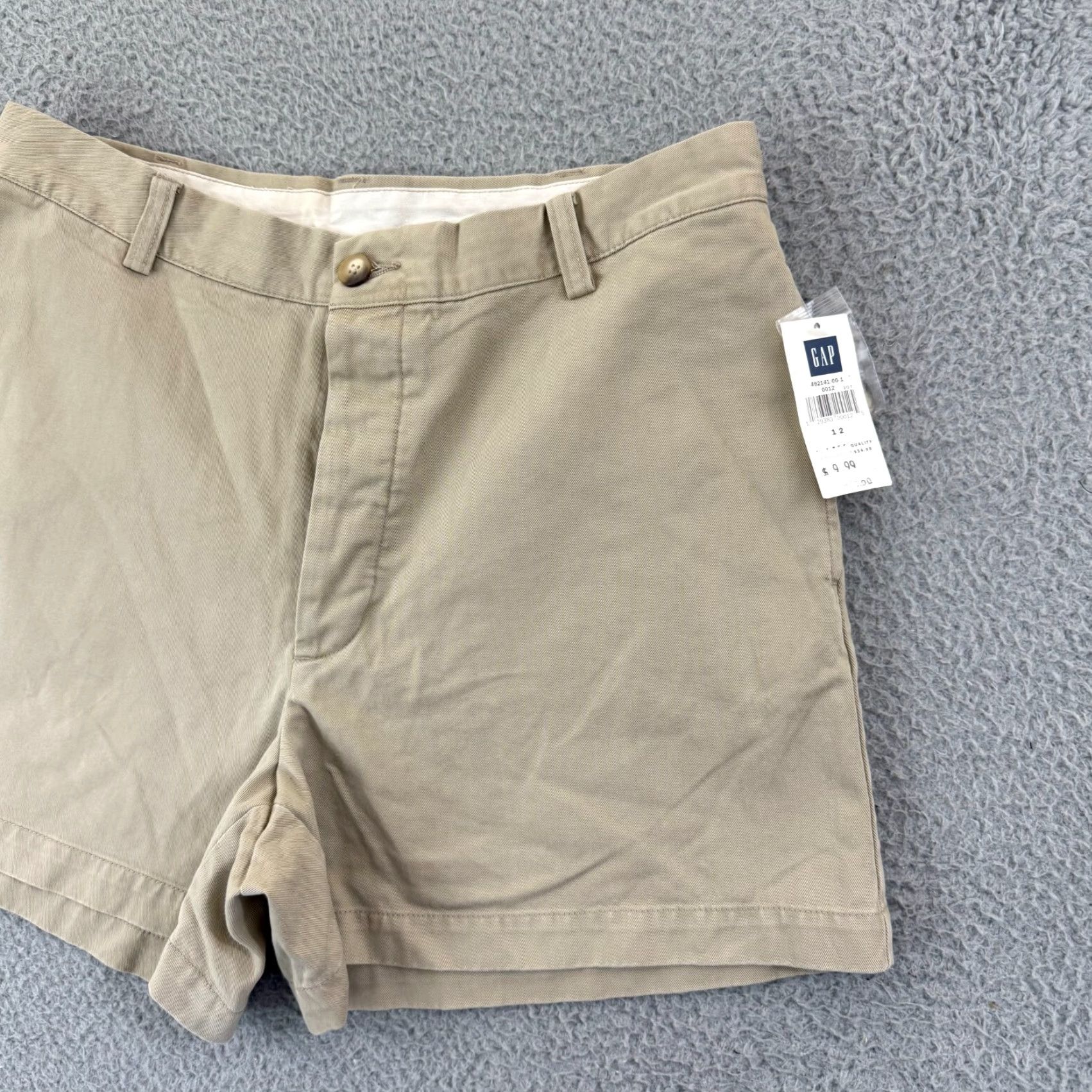 Gap VINTAGE Gap Shorts Womens 12 Beige Khaki Button Fly High Rise NWT Pockets Slim Chino 100% Cotton Spring Summer Fall Womens Size 34" / US 12 / IT 48 - 3 Thumbnail